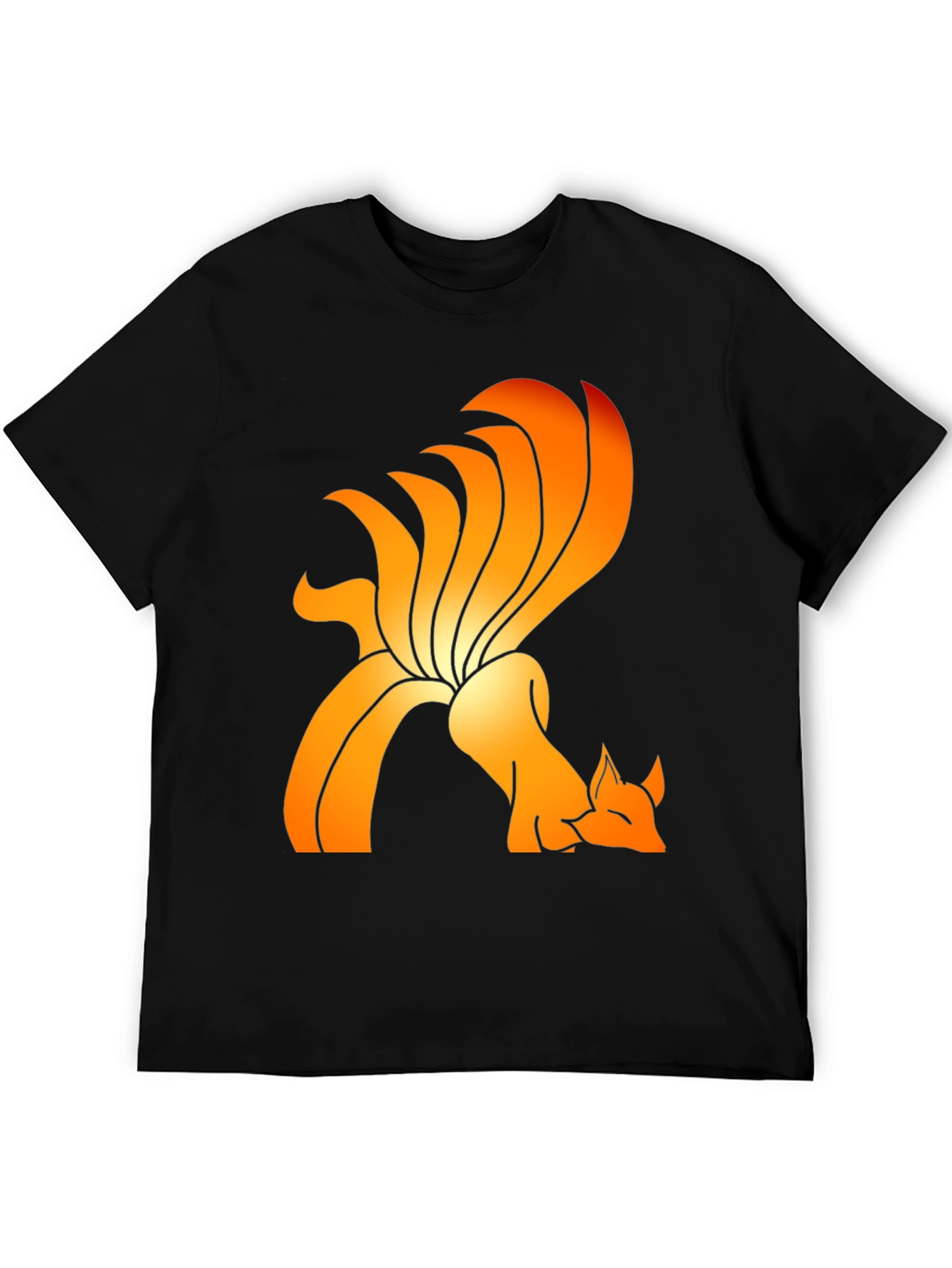 Nine-Tailed Fox Graphic Tee - Black Cotton Blend