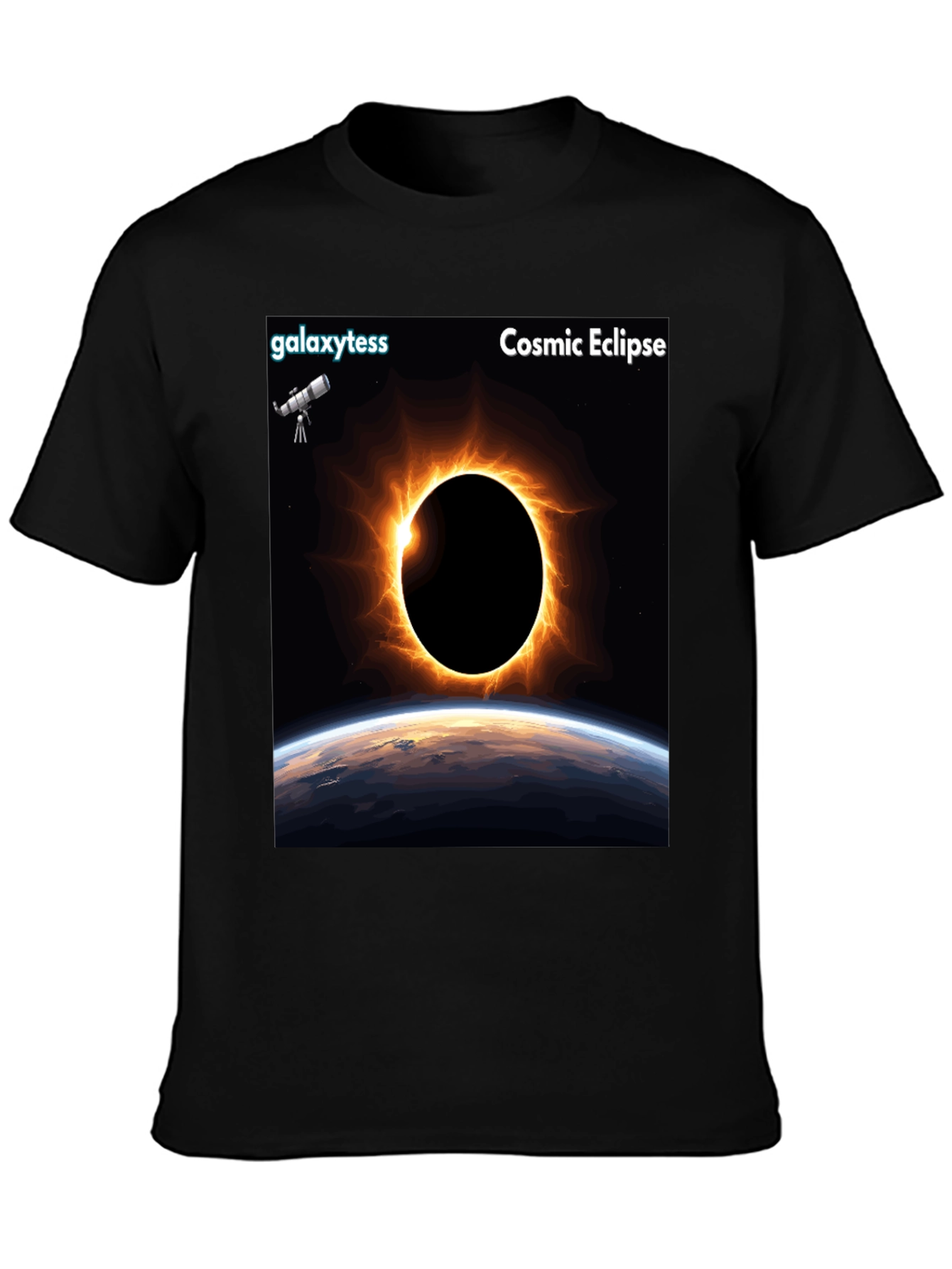Cosmic Eclipse Graphic Tee - Black Short Sleeve