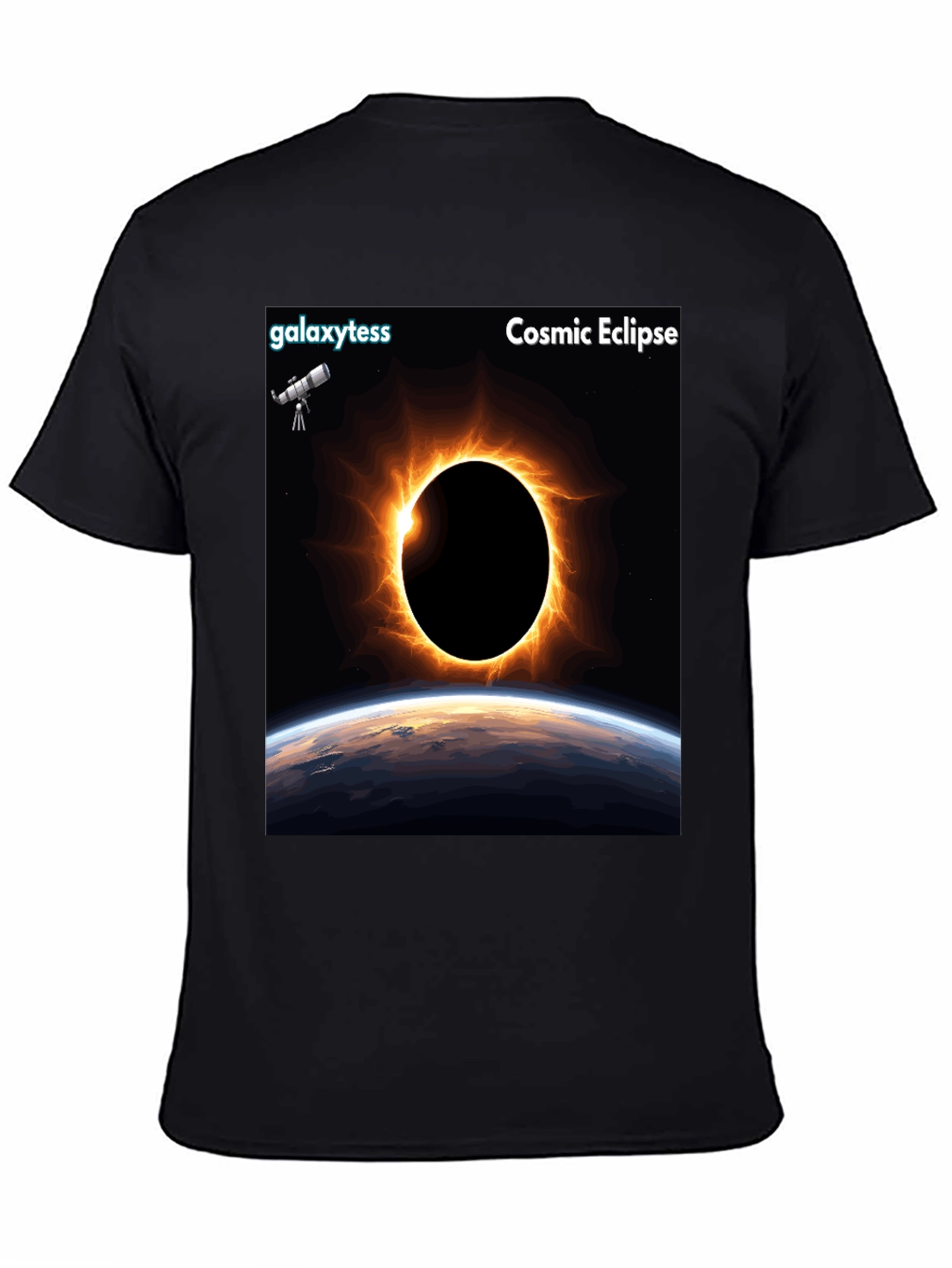Cosmic Eclipse Graphic Tee - Black Short Sleeve