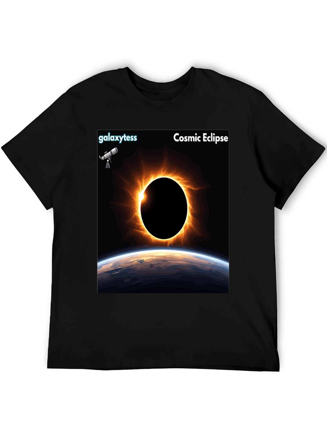 Cosmic Eclipse Graphic Tee - Black Short Sleeve
