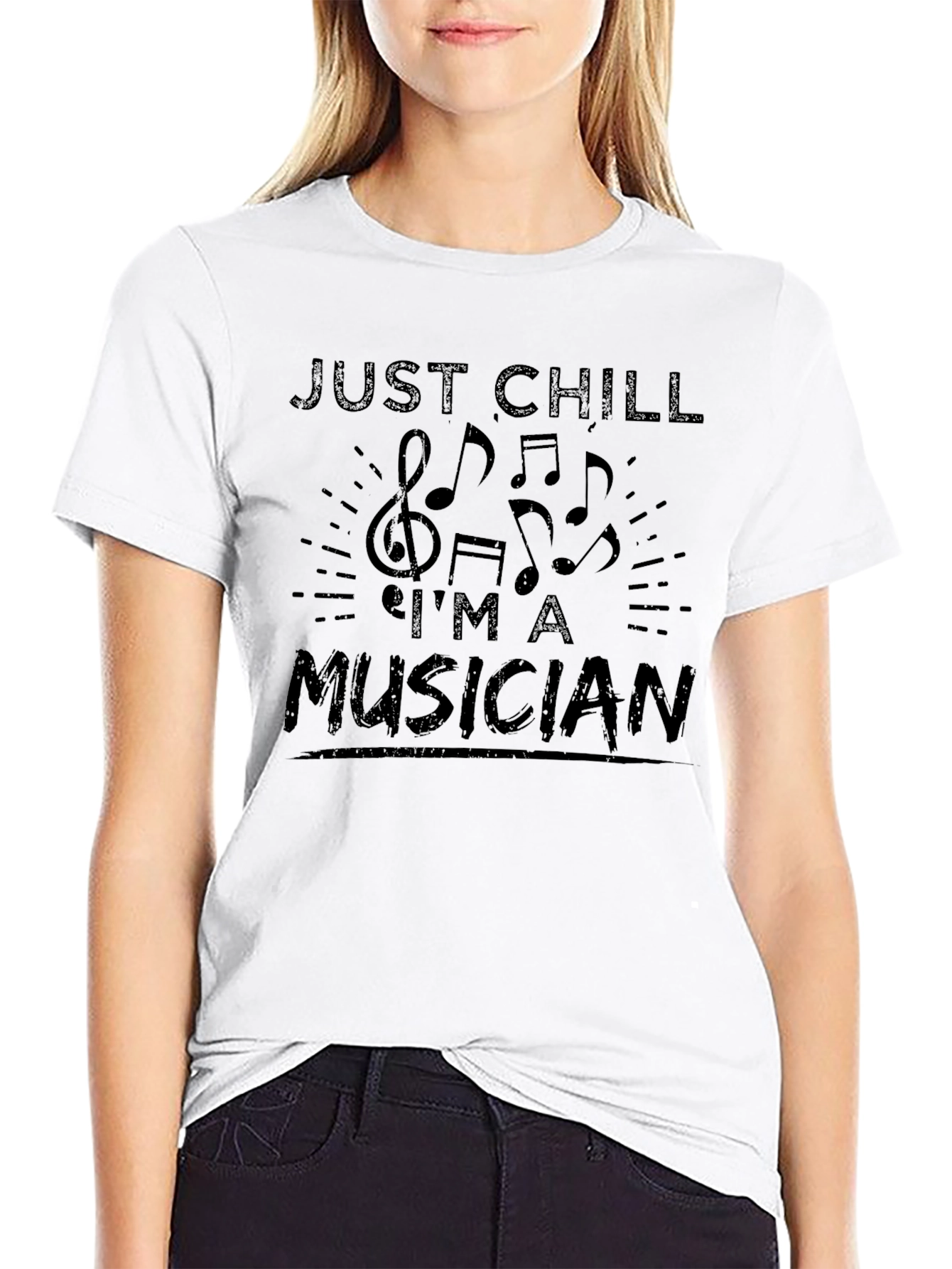Just Chill Im A Musician Graphic T-Shirt - Black