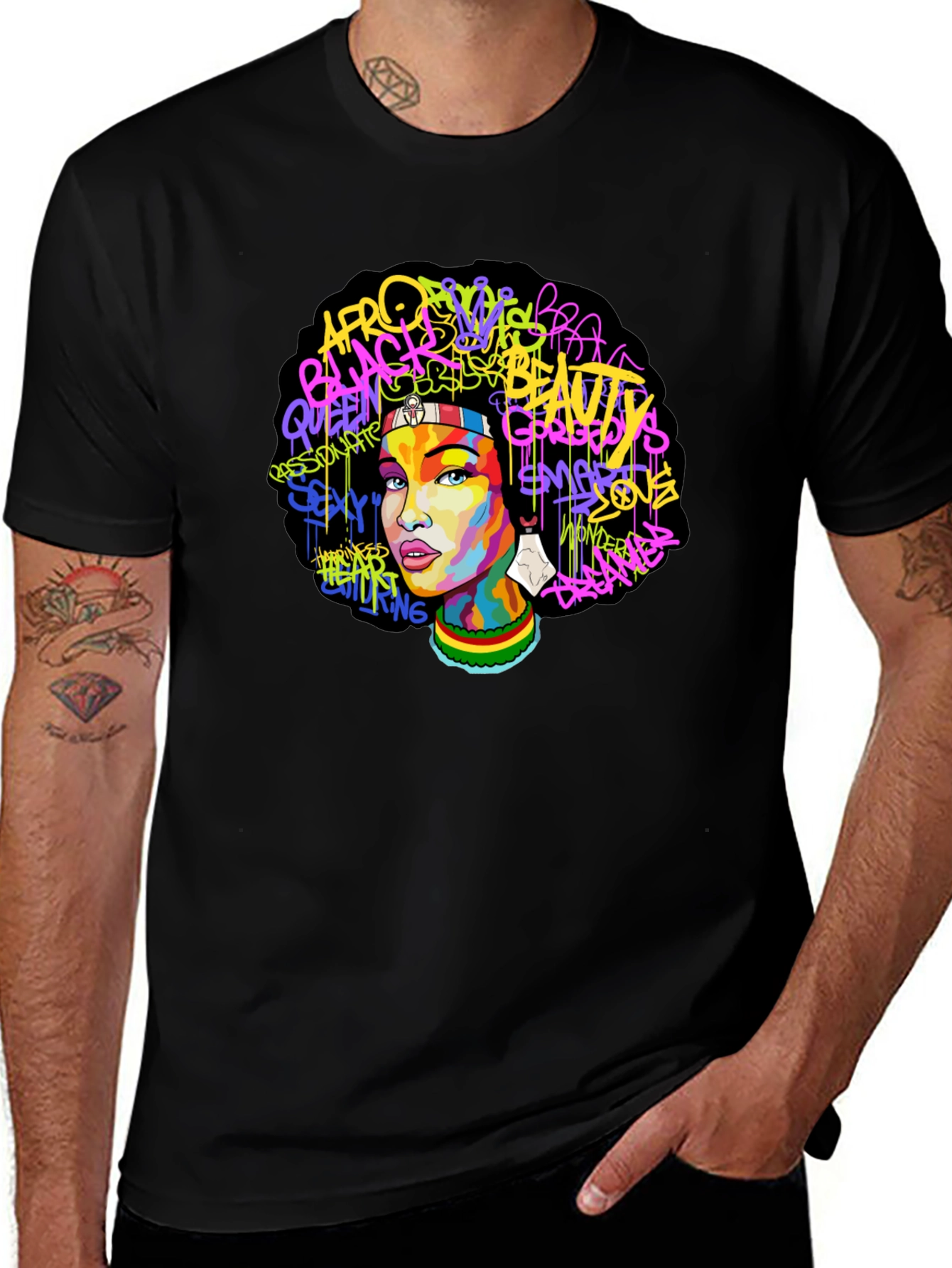 Black Afro Beauty Graphic Tee - Stylish Streetwear