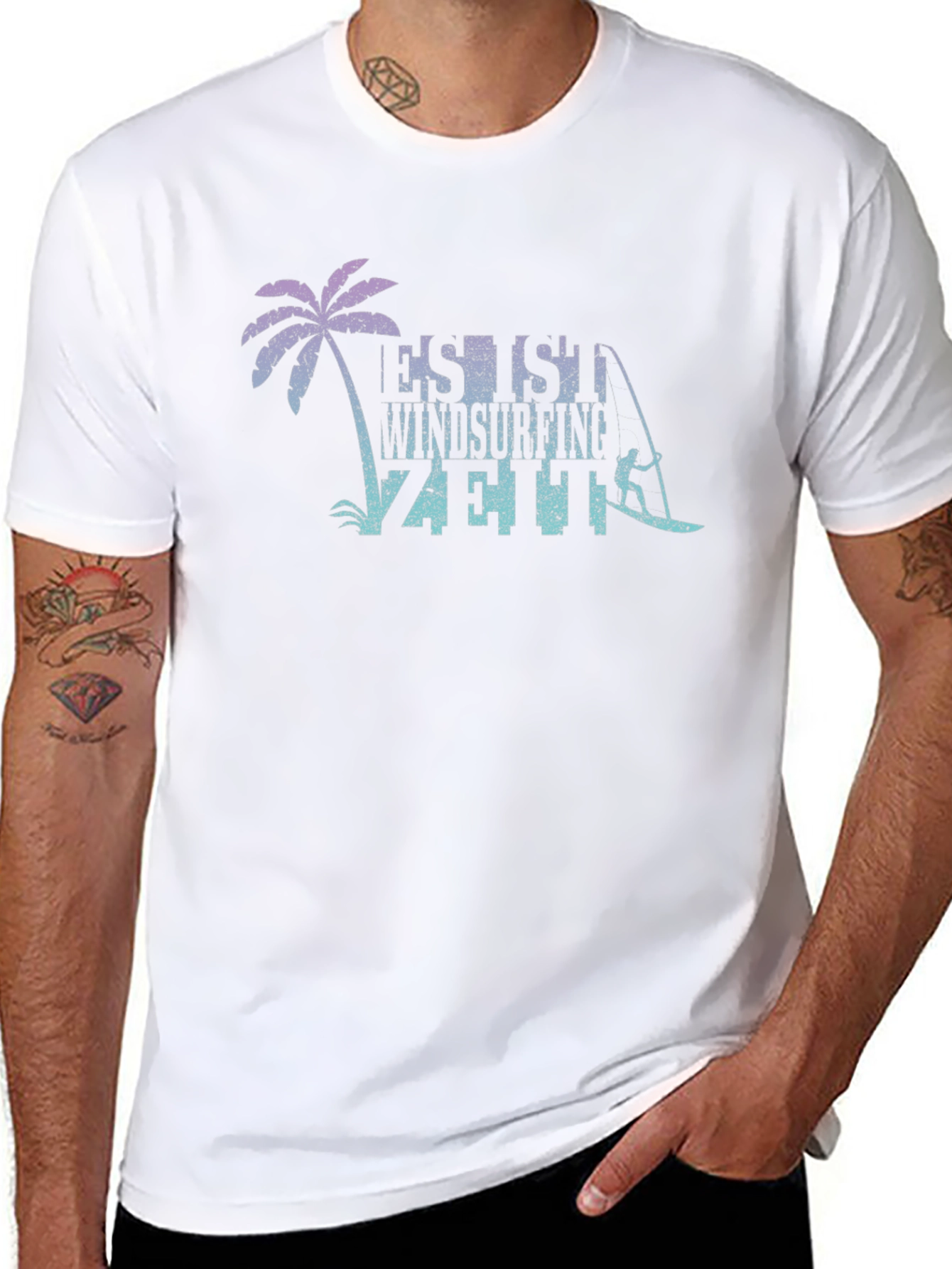 Windsurfing T-Shirt - Palm Tree Design