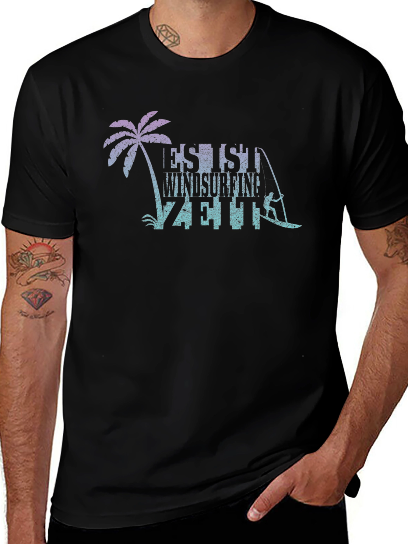 Windsurfing T-Shirt - Palm Tree Design