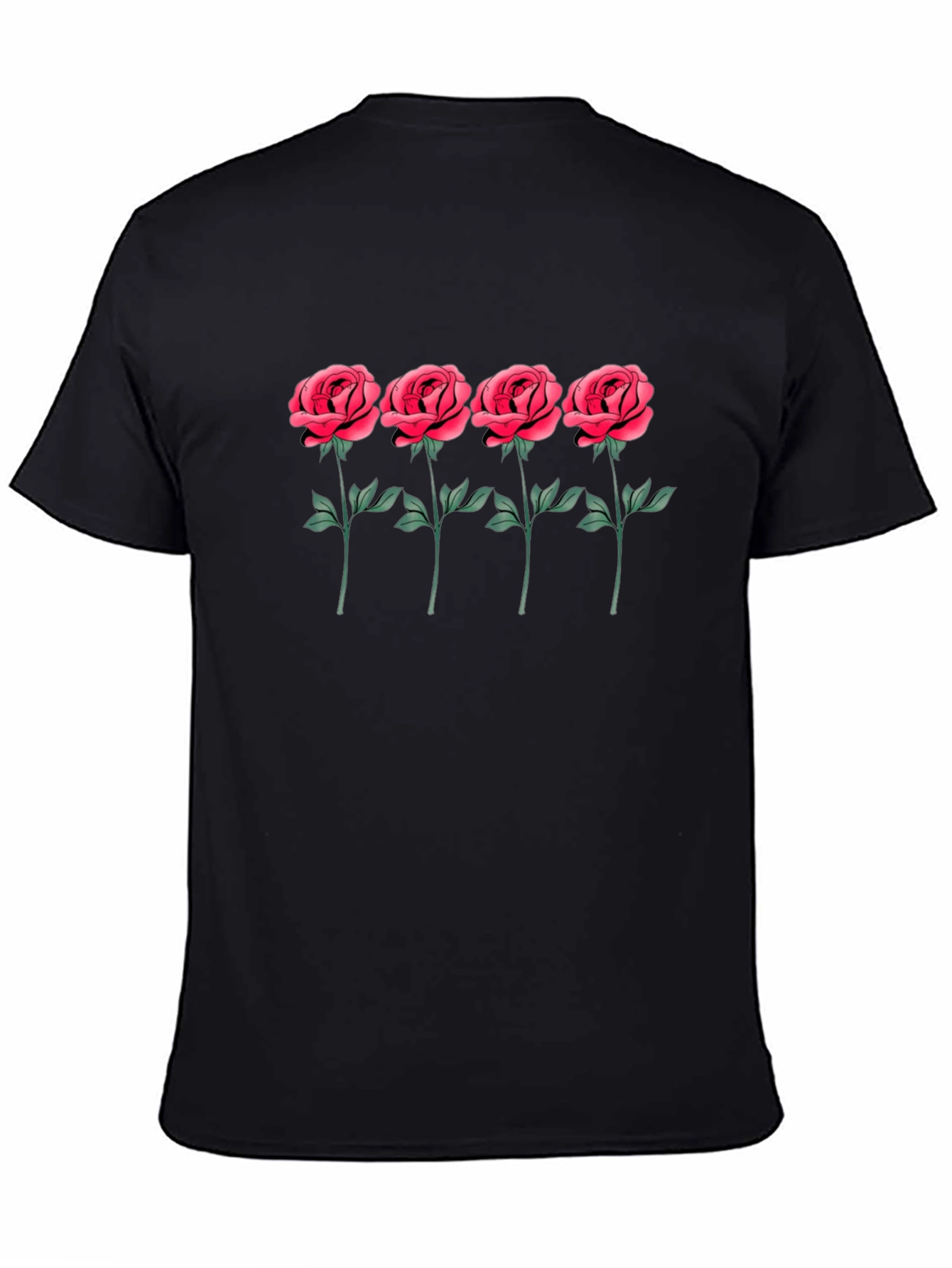Rose Graphic Tee - Black Cotton Shirt