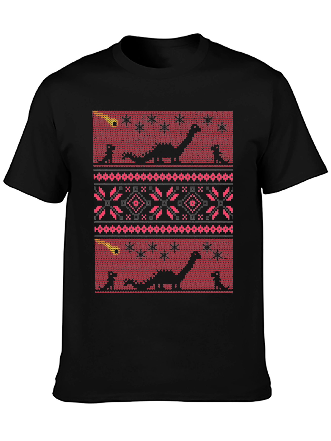 Dinosaur Meteor Ugly Christmas T-Shirt