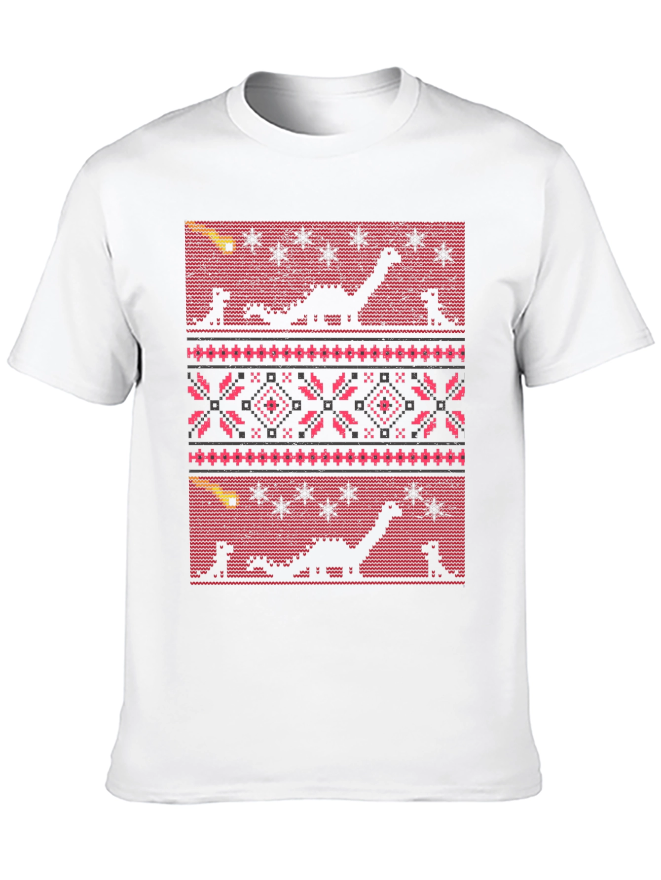 Dinosaur Meteor Ugly Christmas T-Shirt