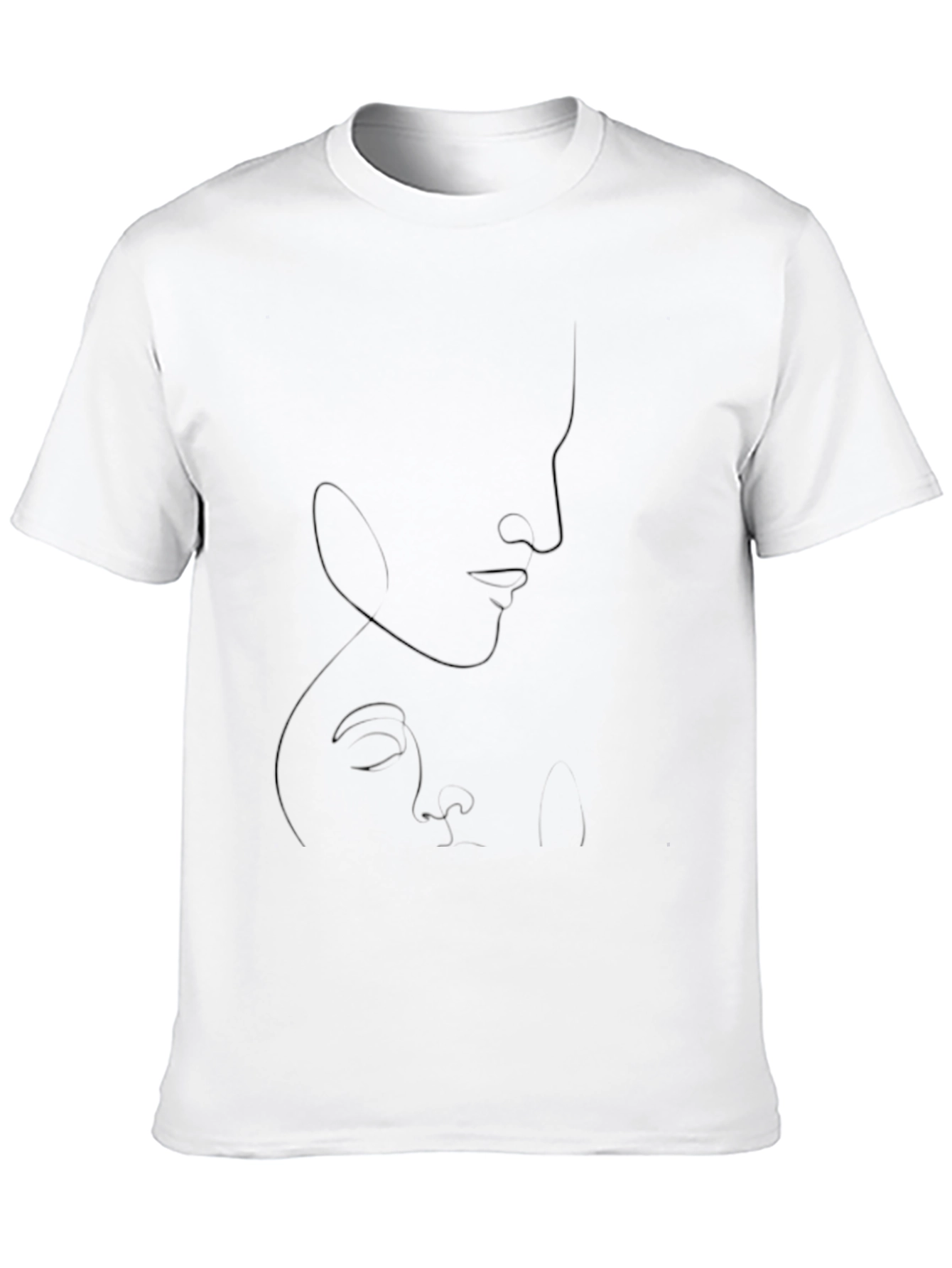 Minimalist Face Line Art Black T-Shirt