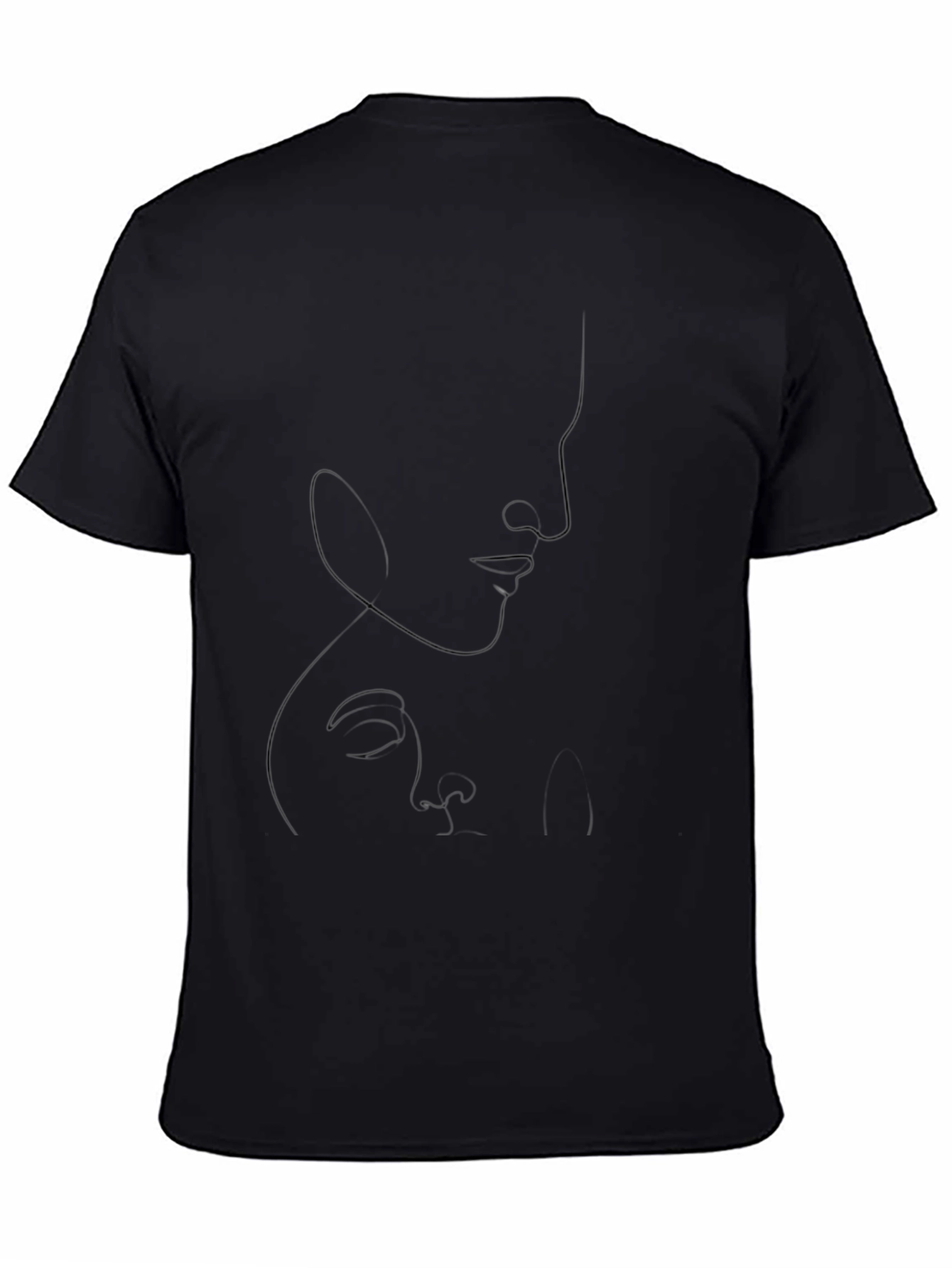 Minimalist Face Line Art Black T-Shirt