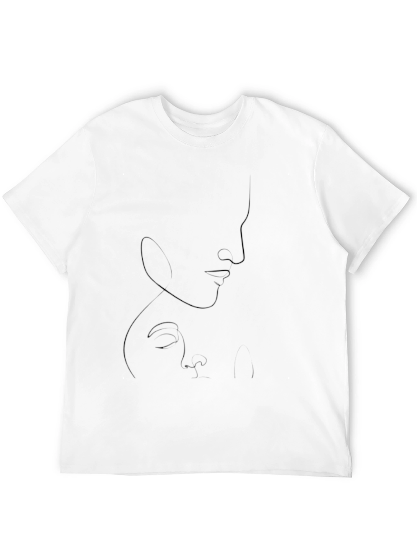 Minimalist Face Line Art Black T-Shirt