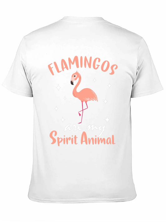 Flamingo Spirit Animal Graphic Tee - Black Cotton Blend