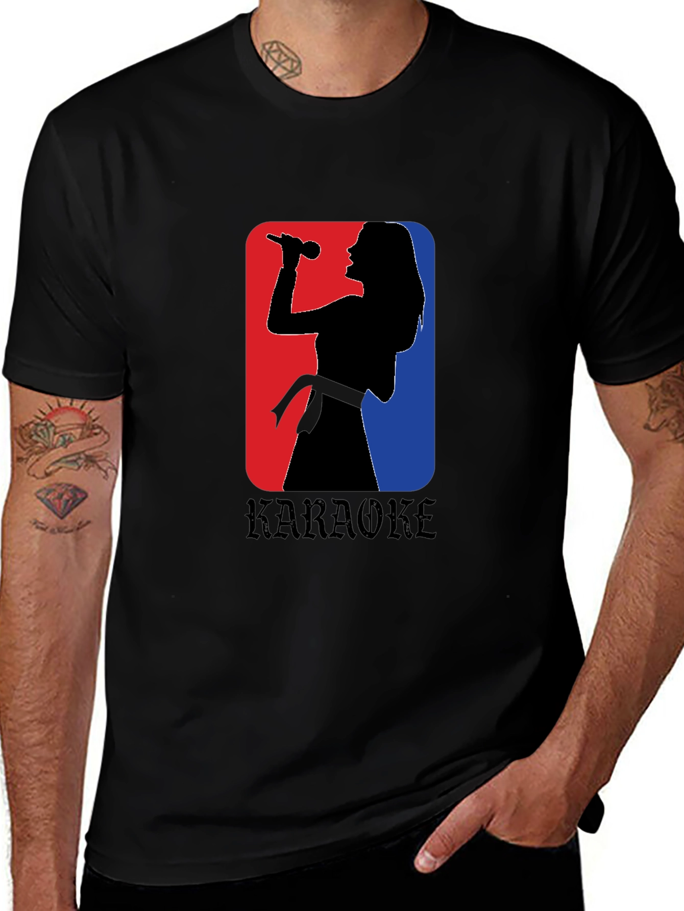 Karaoke Singer Graphic T-Shirt - Black