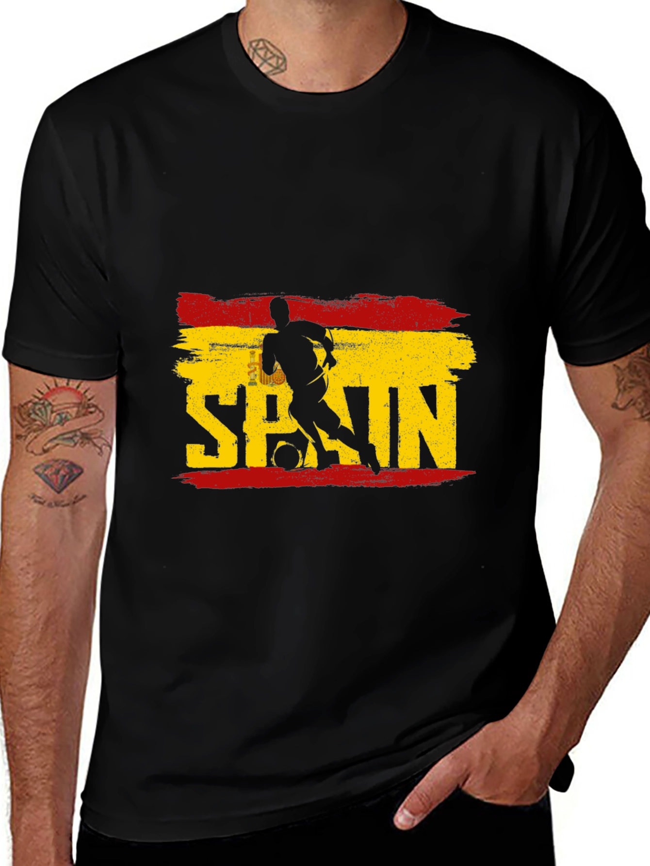 Spain Soccer Graphic T-Shirt - Black