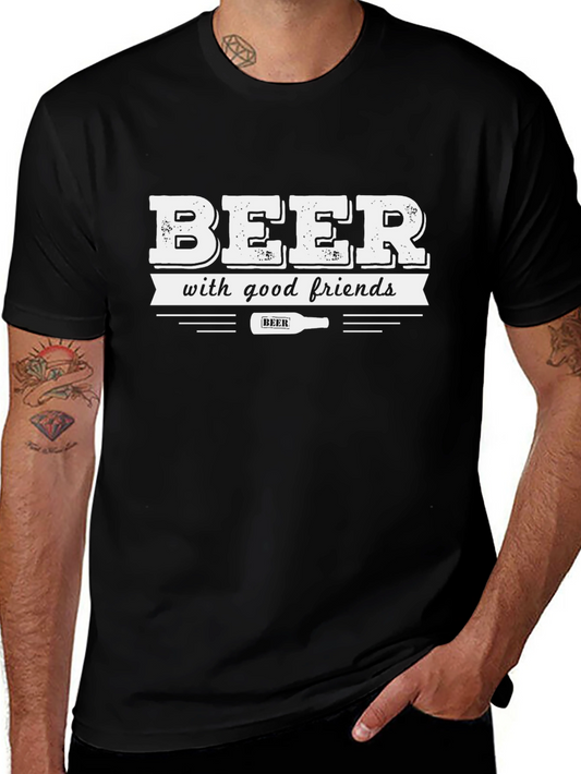 Beer With Good Friends Black T-Shirt