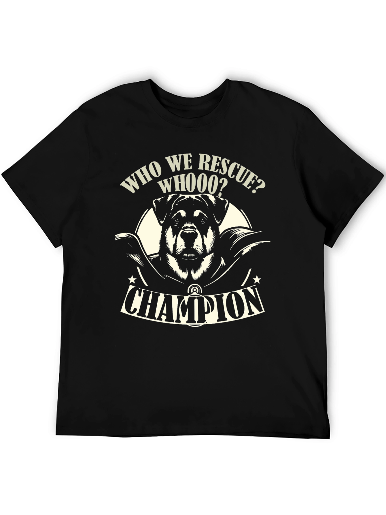 Rottweiler Rescue Champion Black T-Shirt