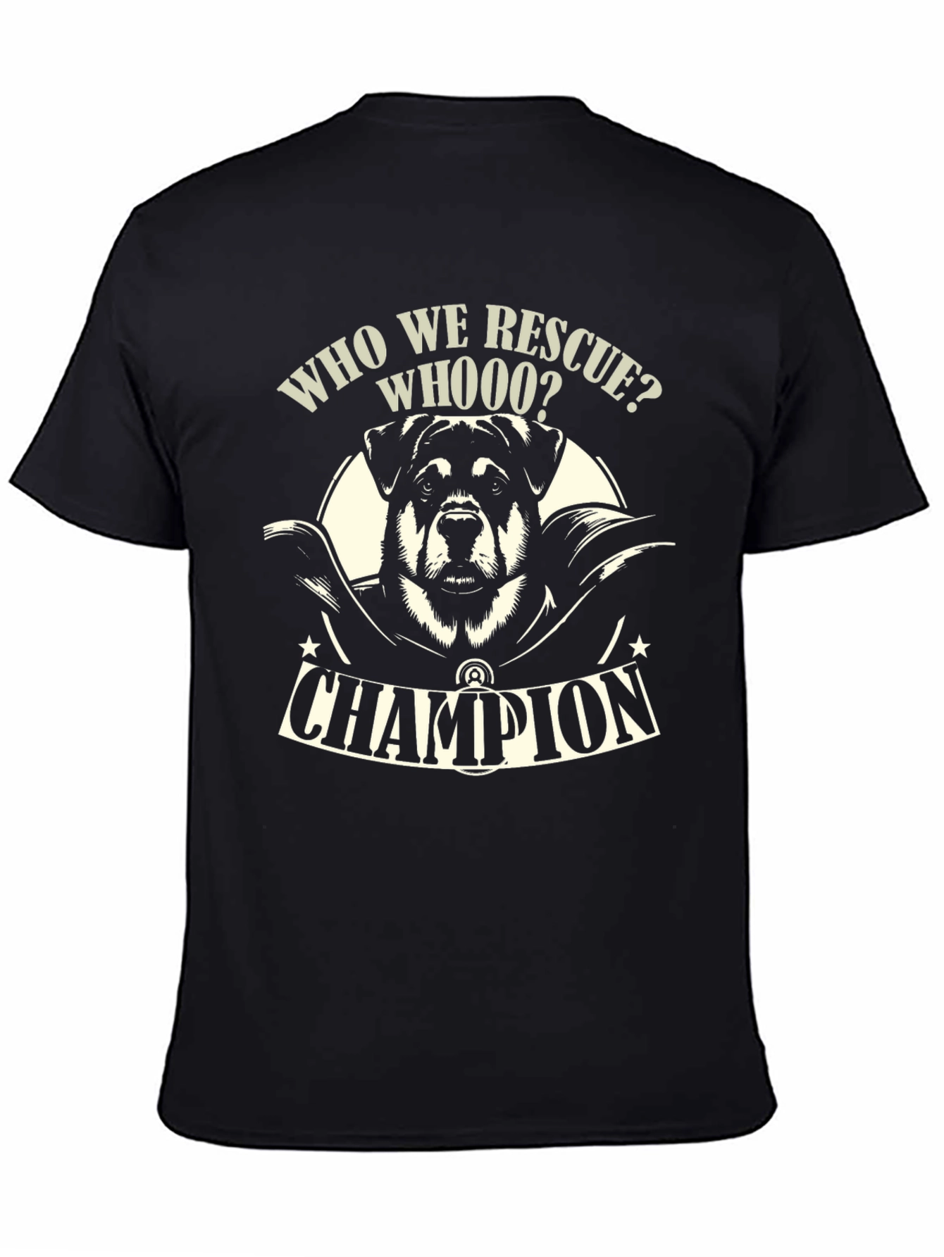 Rottweiler Rescue Champion Black T-Shirt