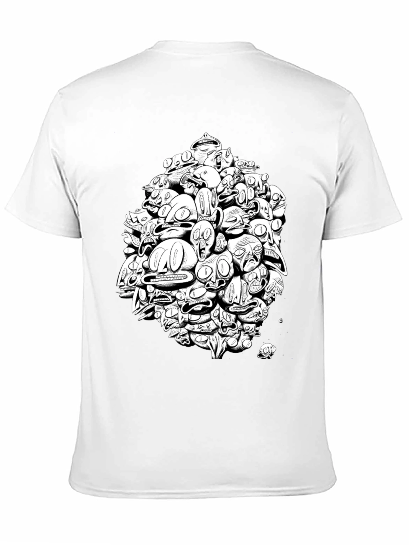 Abstract Faces Graphic Print Black T-Shirt