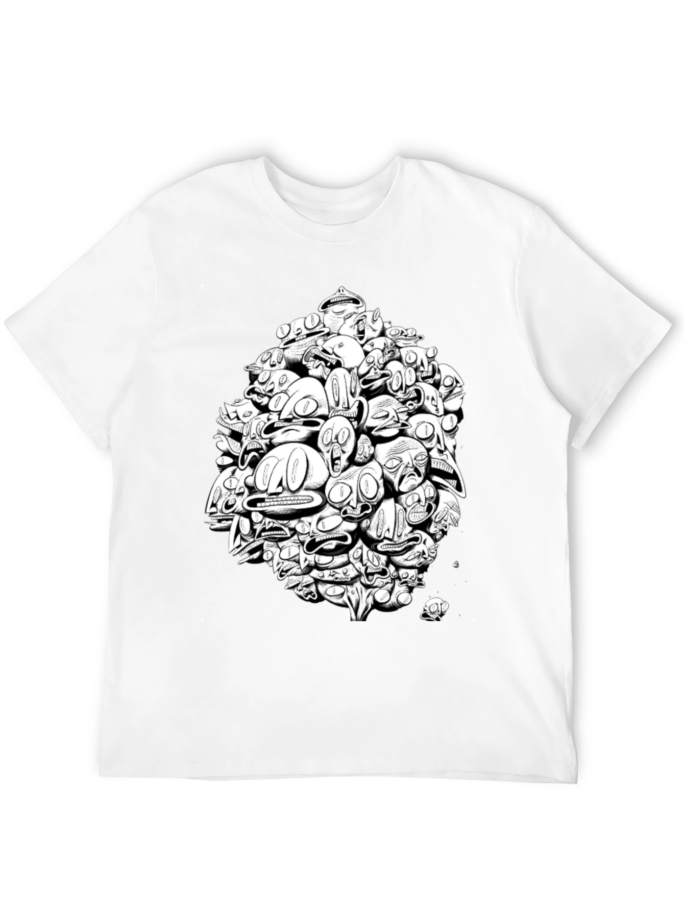 Abstract Faces Graphic Print Black T-Shirt