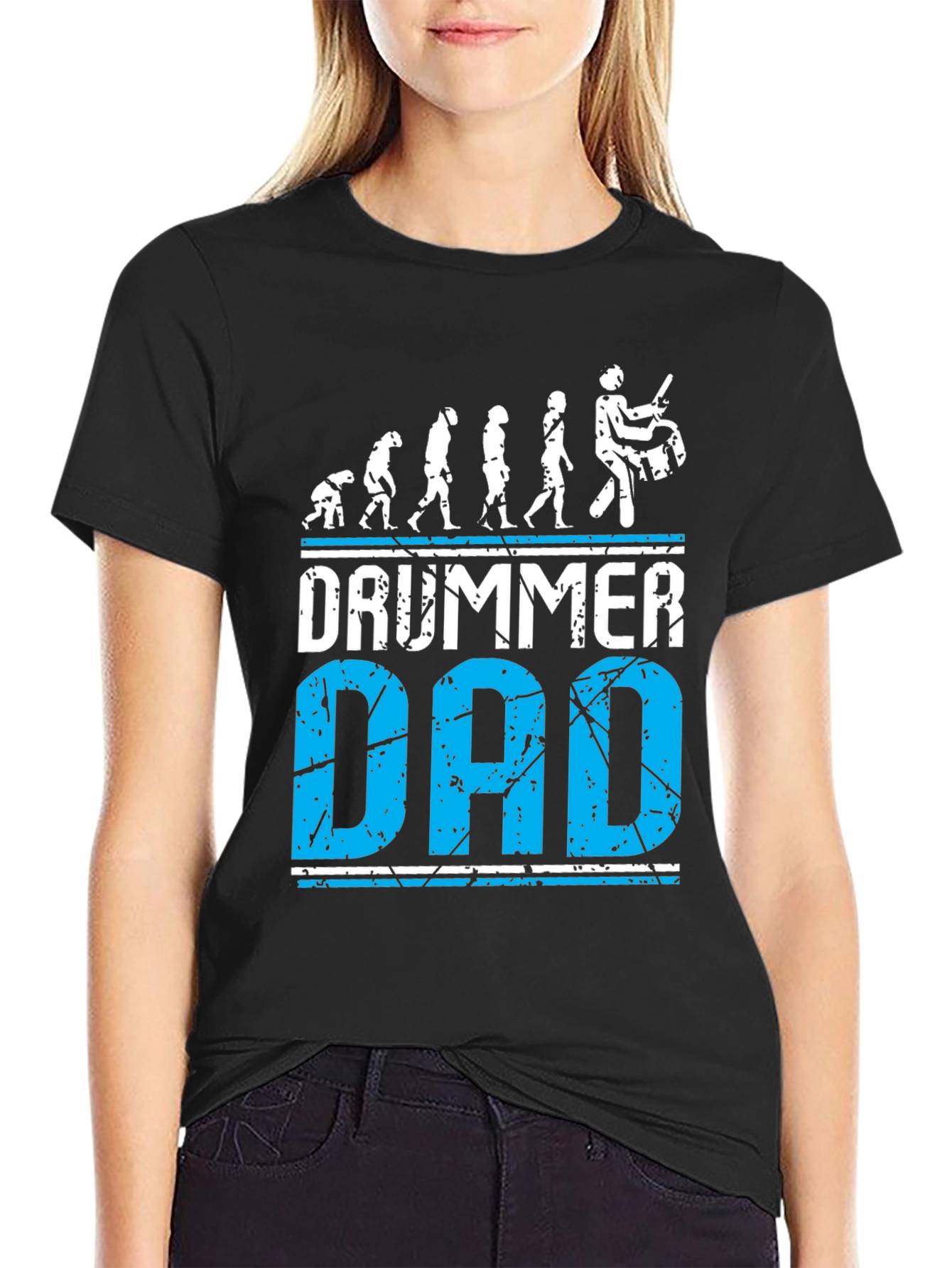 Drummer Dad Evolution Graphic Tee - Black Cotton T-Shirt