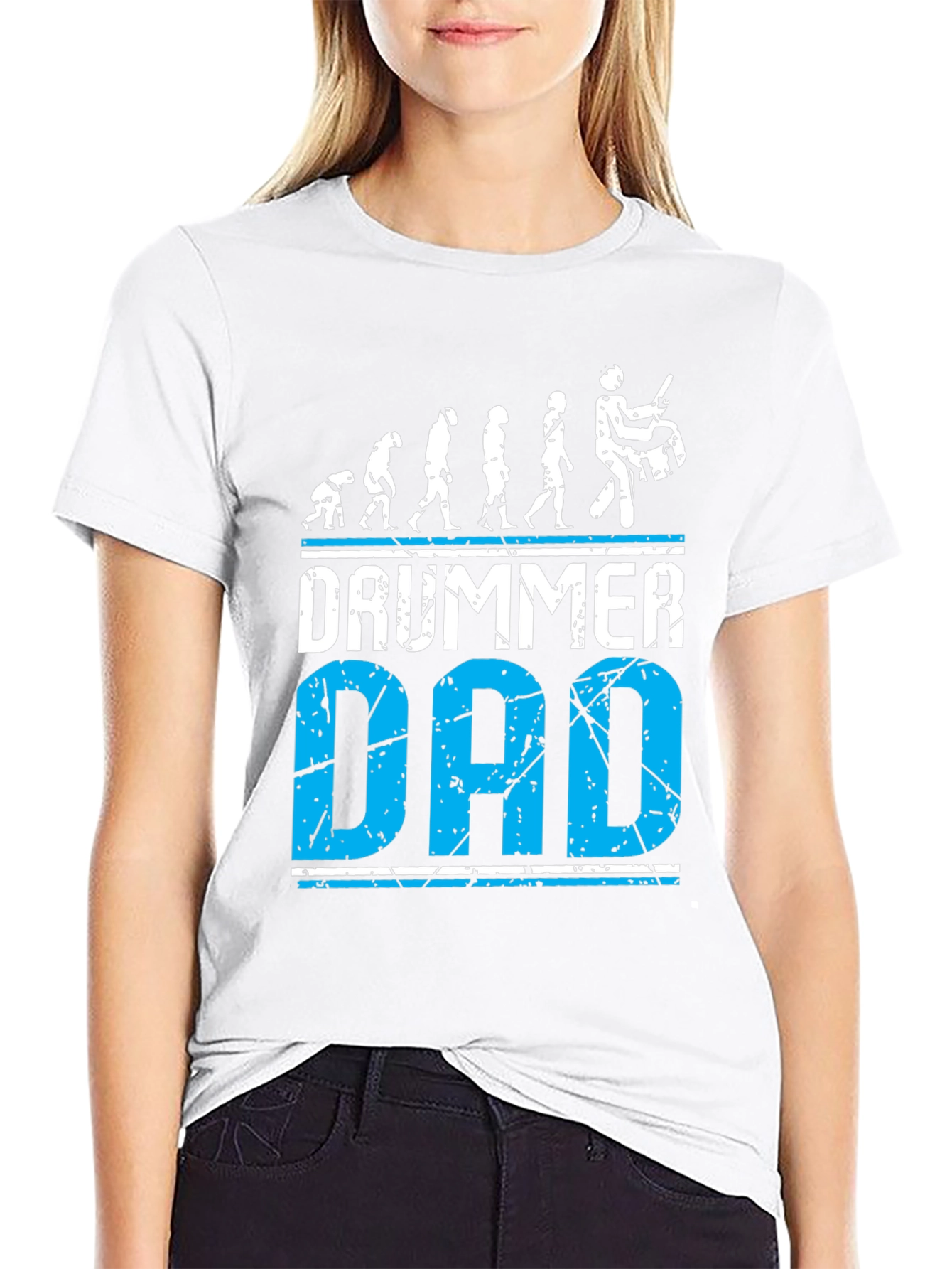 Drummer Dad Evolution Graphic Tee - Black Cotton T-Shirt