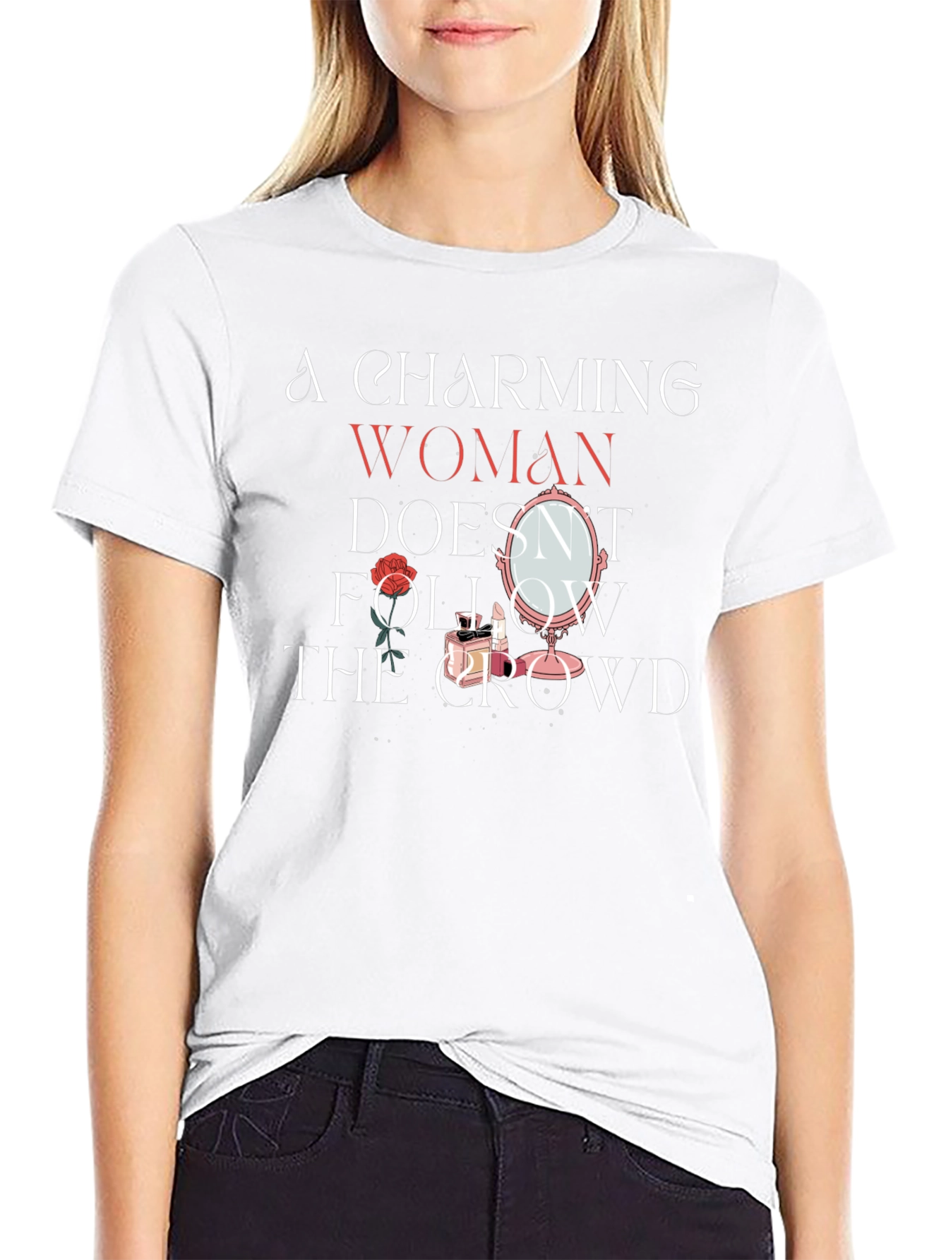Charming Woman Graphic T-Shirt - Unique Design