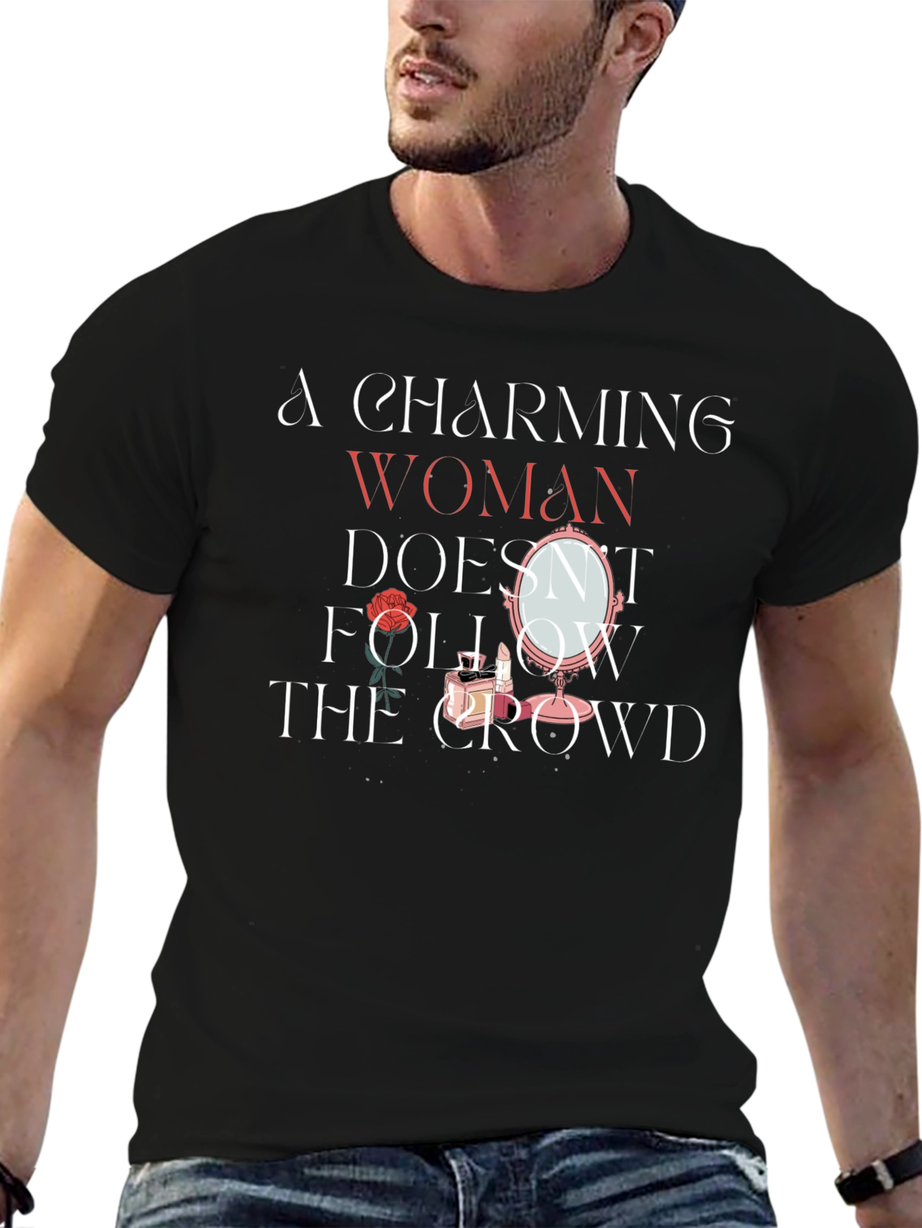 Charming Woman Graphic T-Shirt - Unique Design