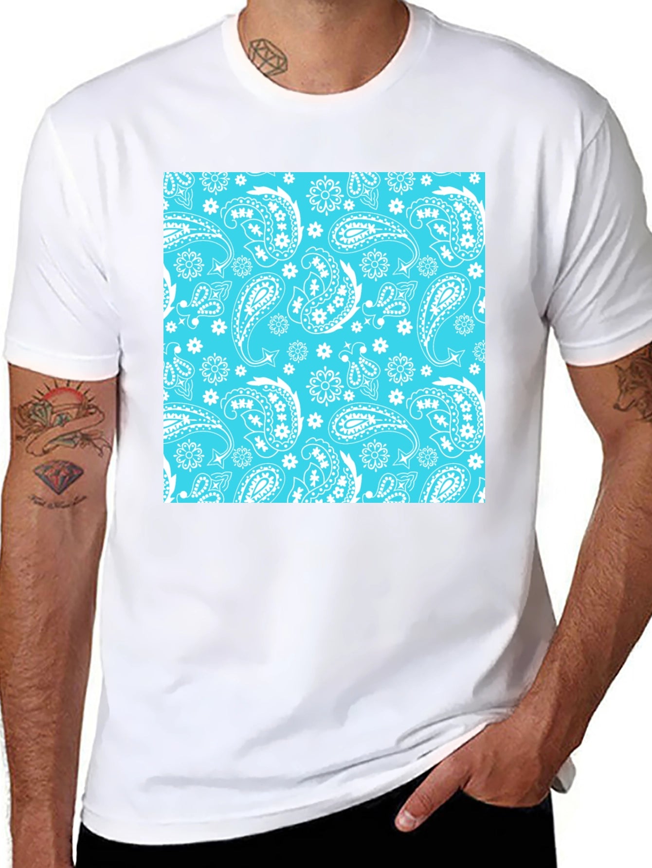 Cool Paisley Print Black T-Shirt