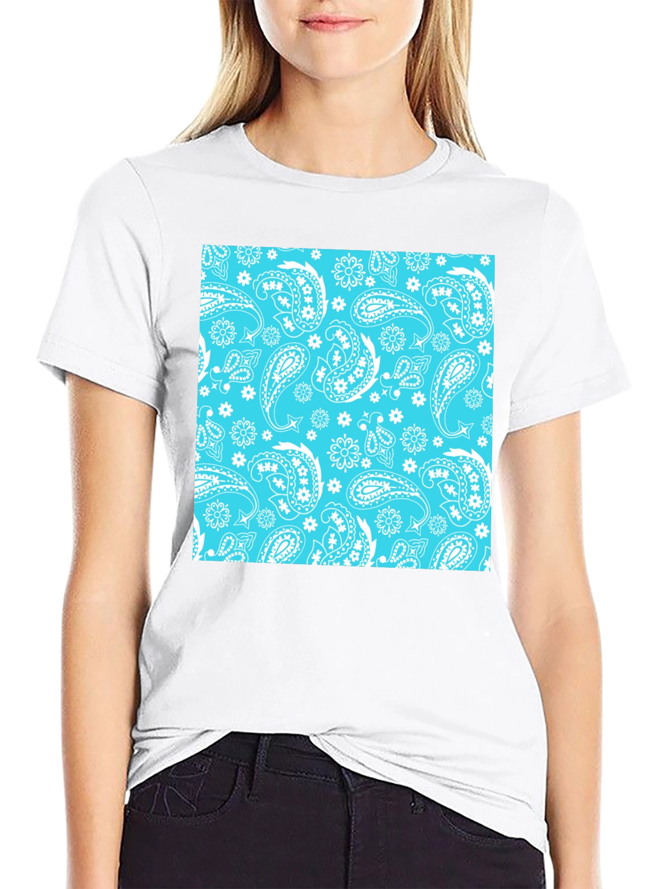 Cool Paisley Print Black T-Shirt