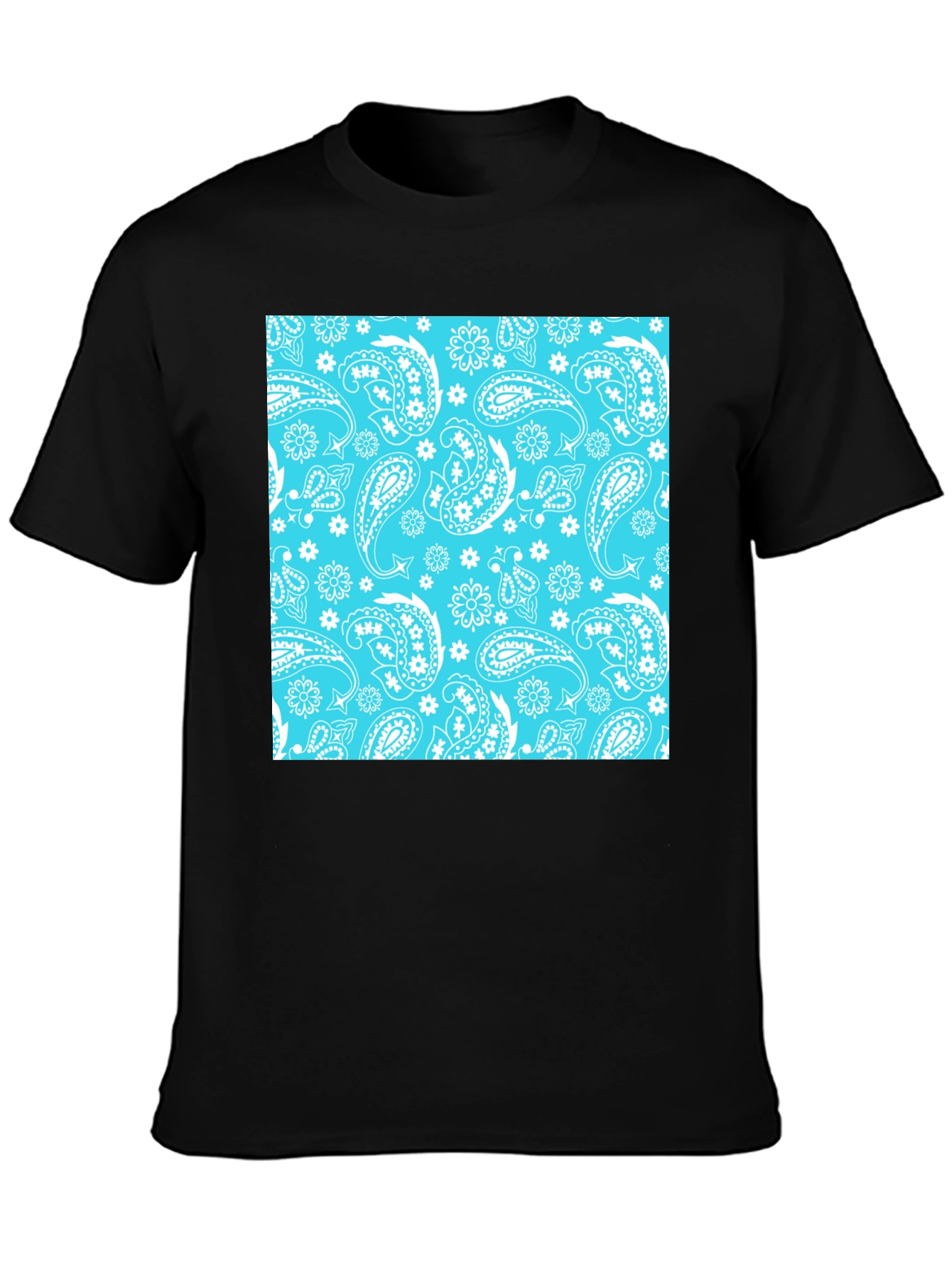 Cool Paisley Print Black T-Shirt
