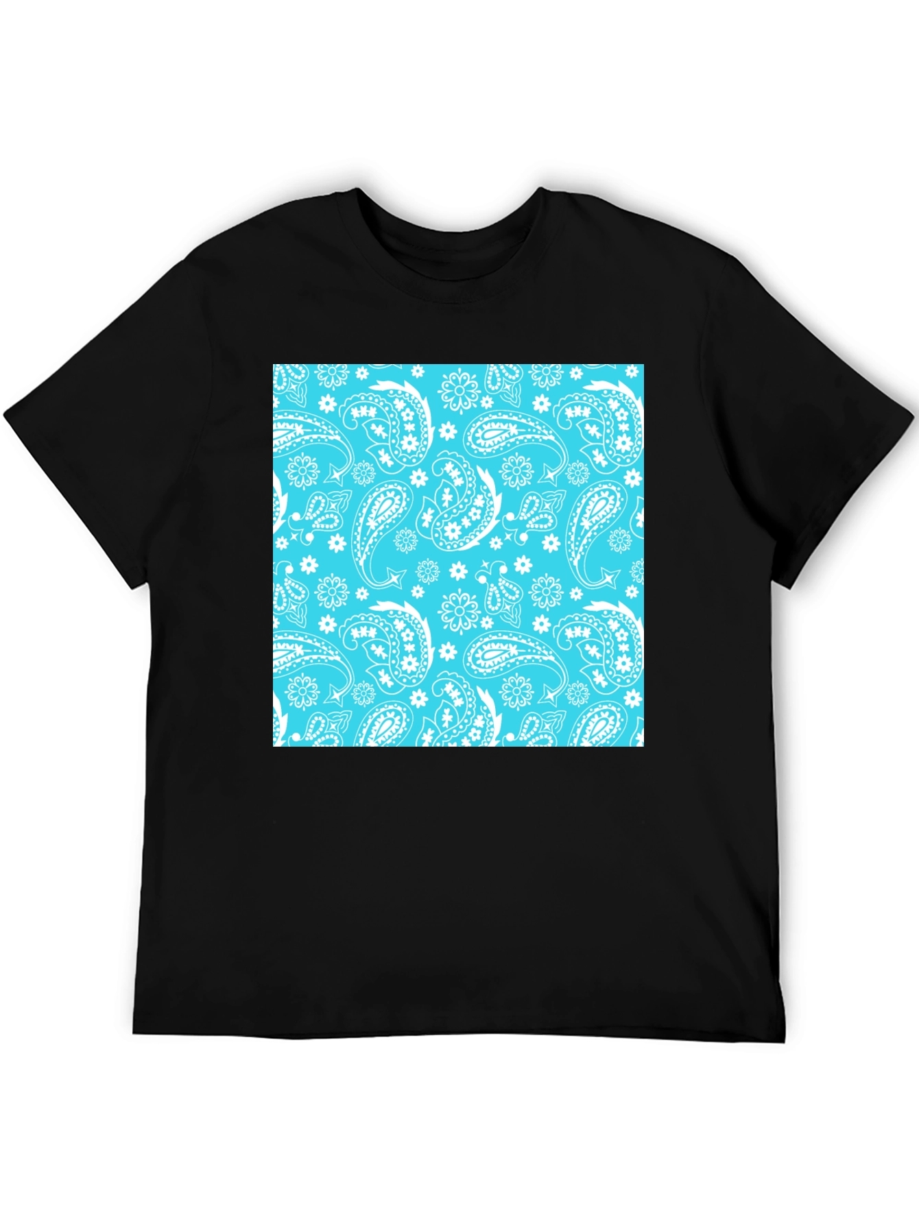 Cool Paisley Print Black T-Shirt