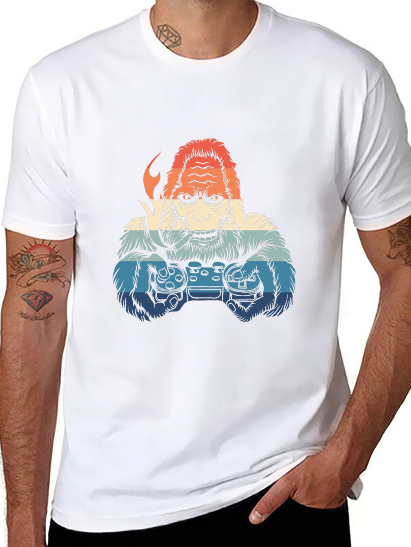 Gamer Bigfoot Graphic Tee - Cool Retro Design