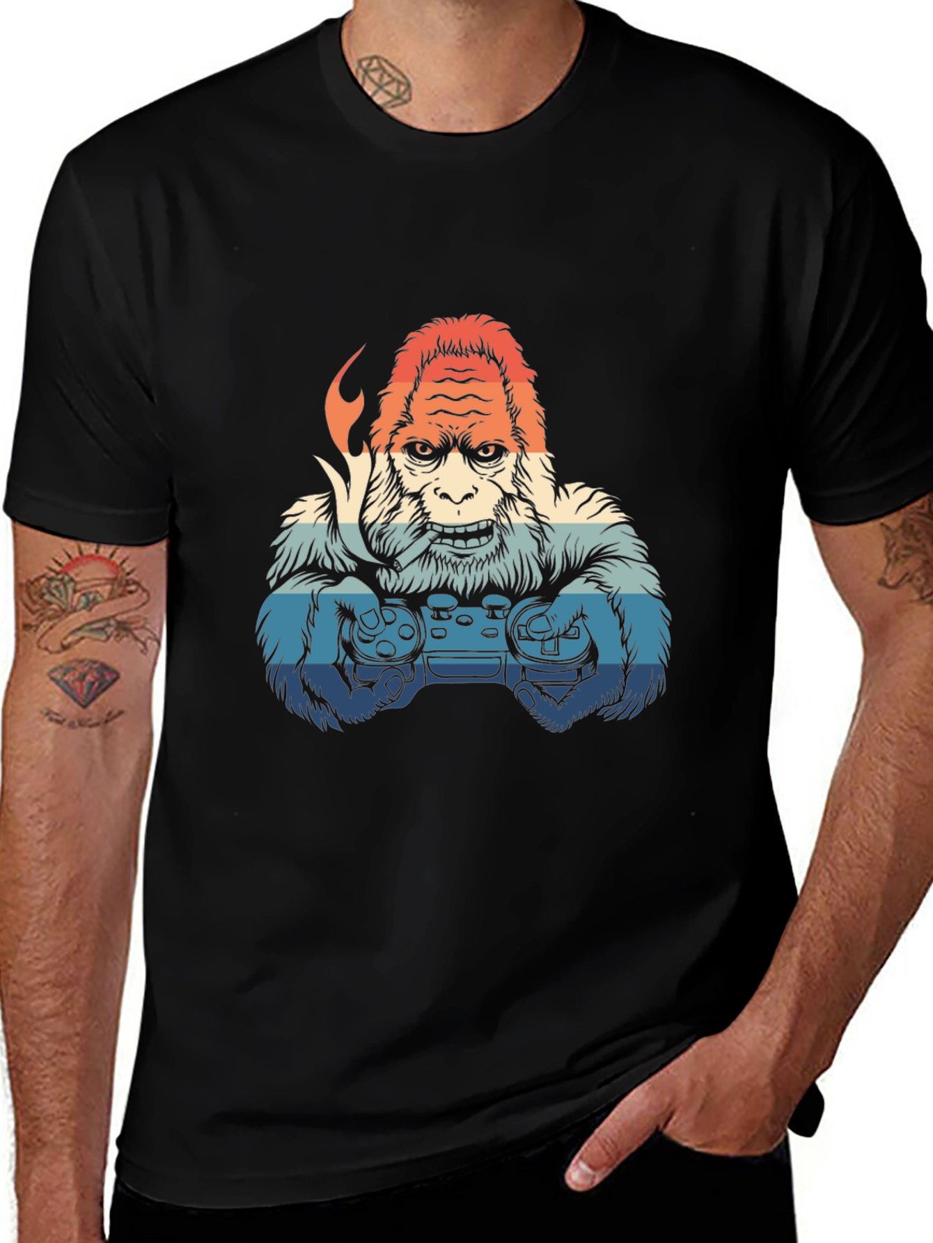 Gamer Bigfoot Graphic Tee - Cool Retro Design