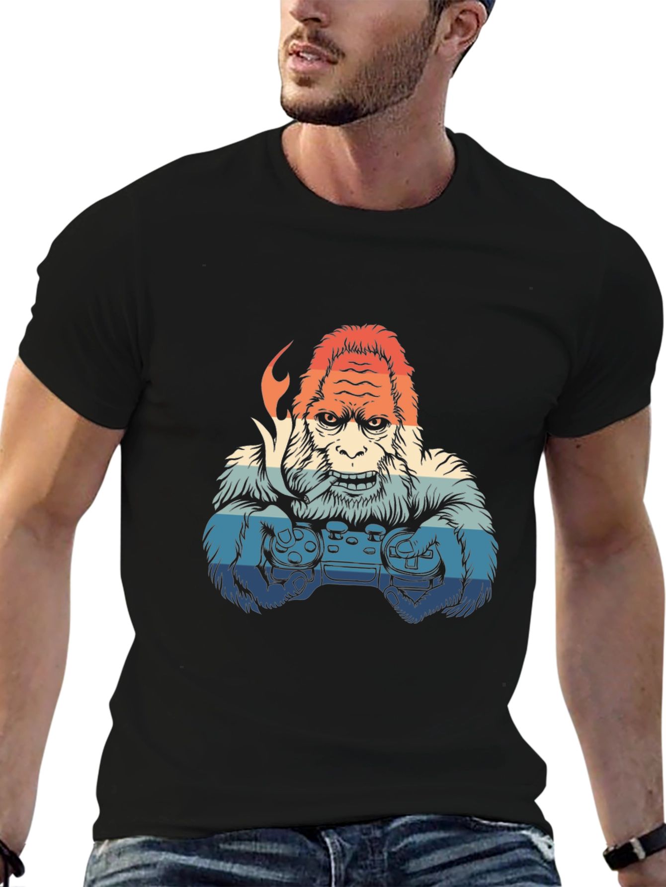 Gamer Bigfoot Graphic Tee - Cool Retro Design