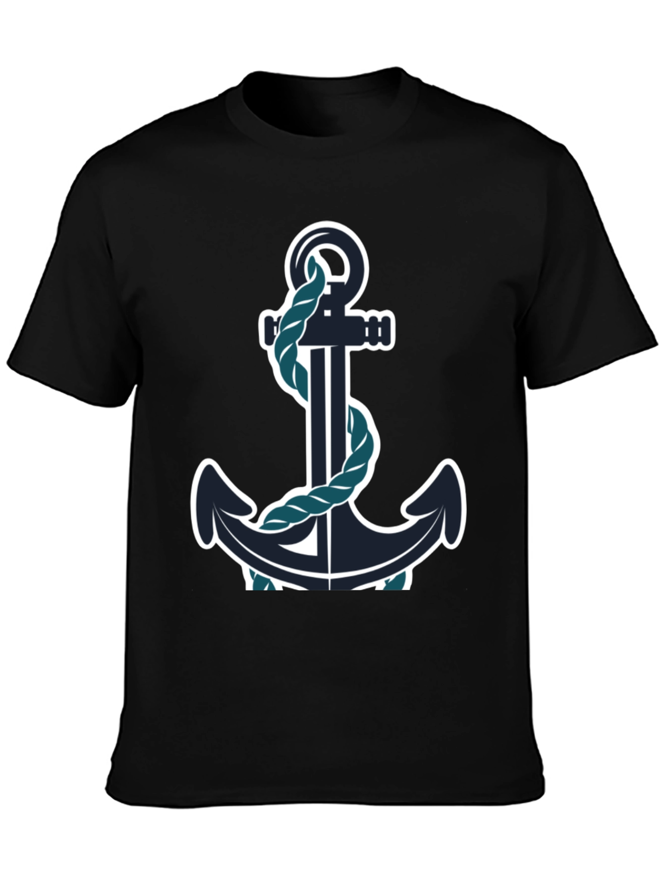 Nautical Anchor Graphic Tee - Black Cotton Blend