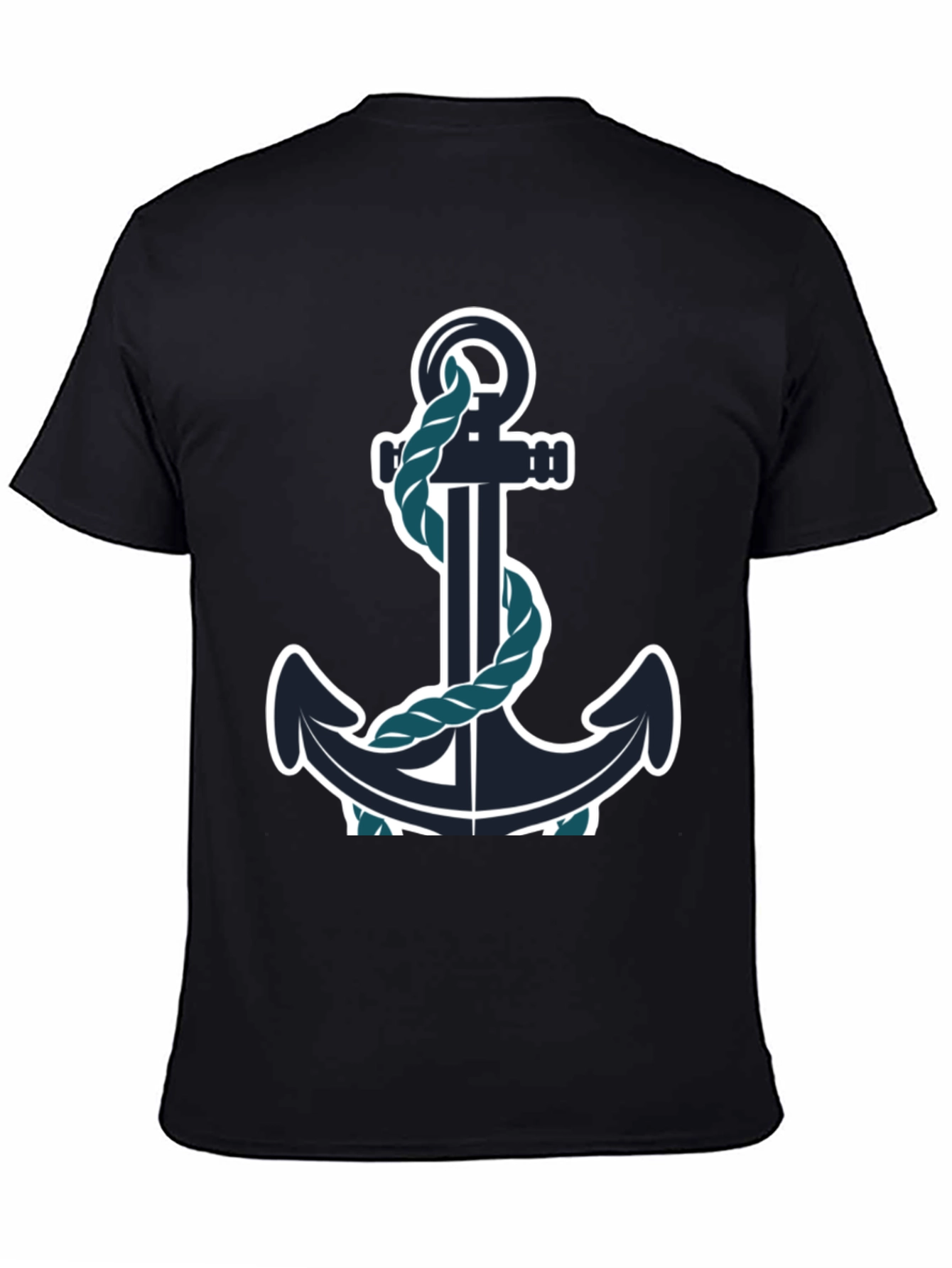 Nautical Anchor Graphic Tee - Black Cotton Blend