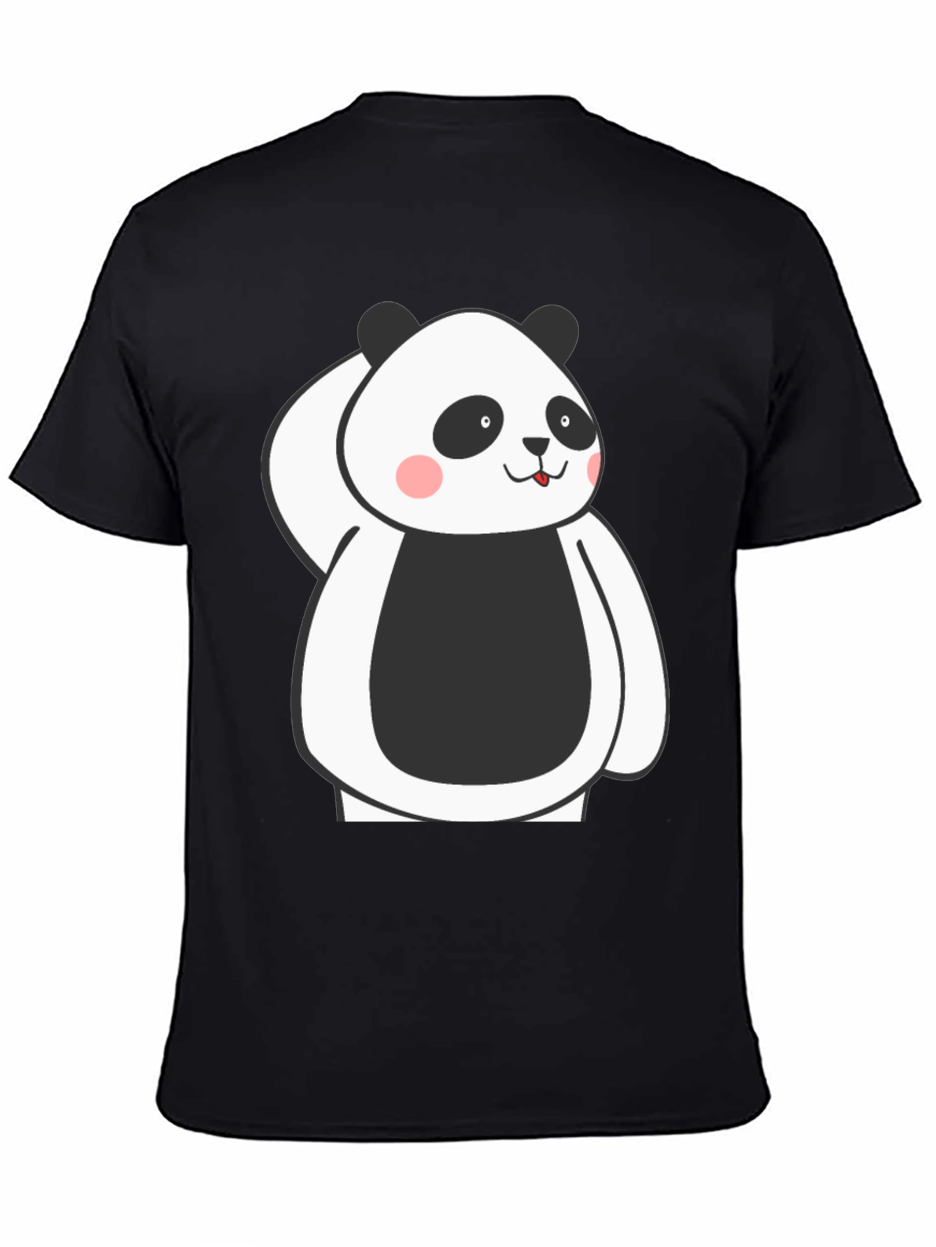 Cute Panda Graphic Black T-Shirt