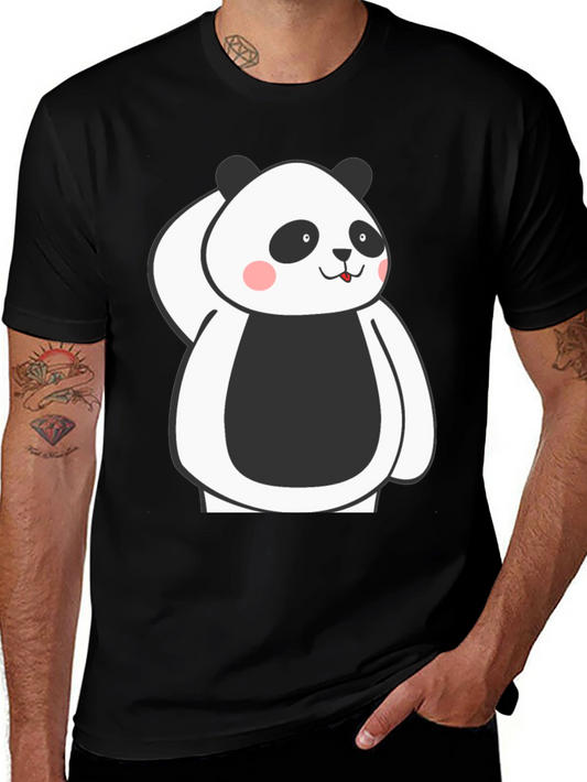 Cute Panda Graphic Black T-Shirt