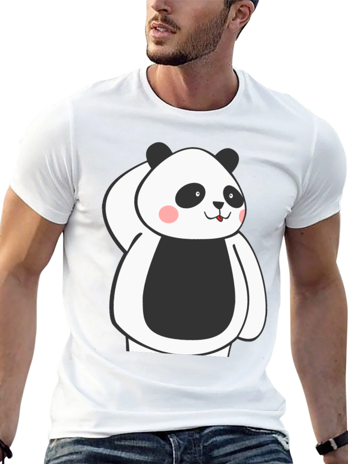Cute Panda Graphic Black T-Shirt