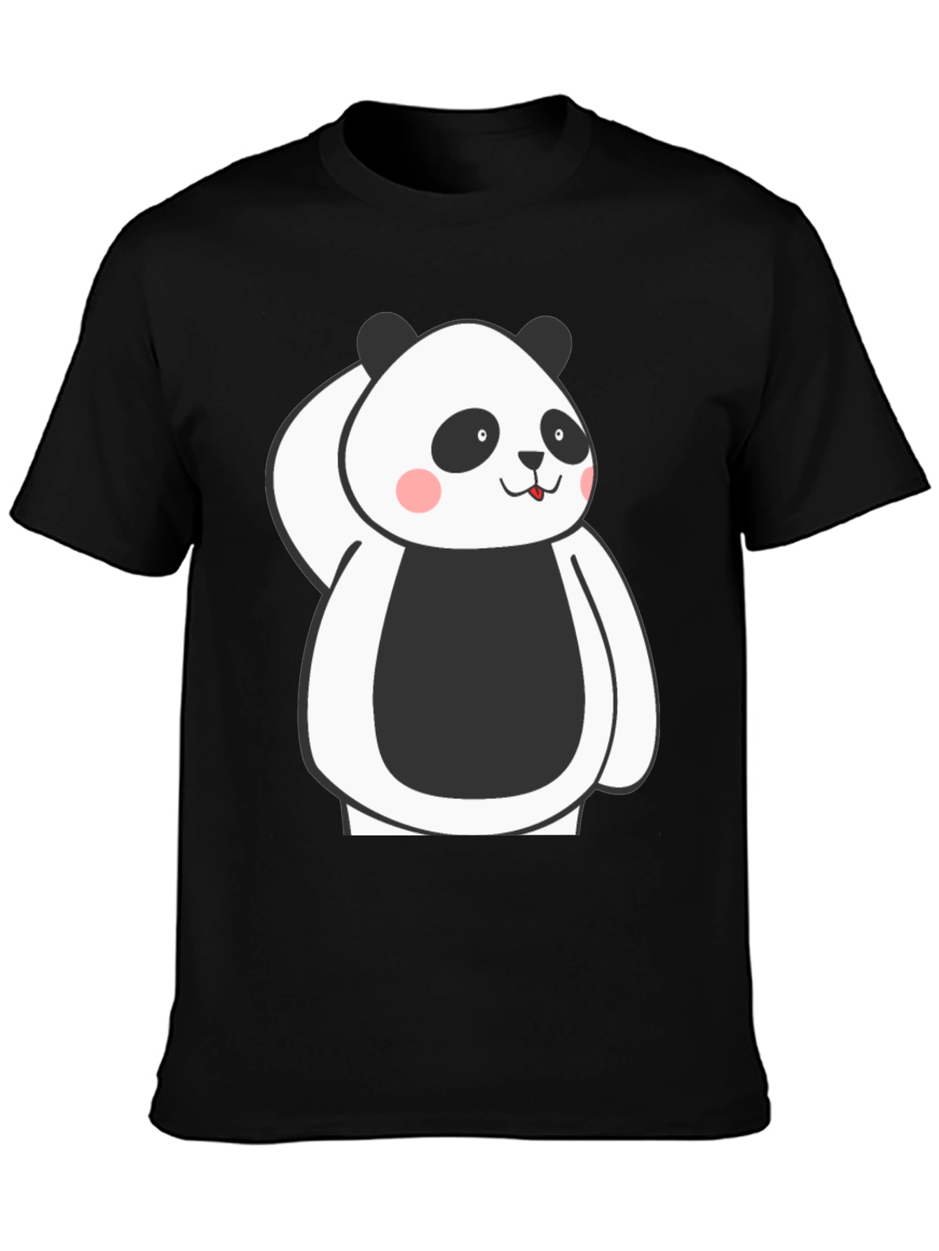 Cute Panda Graphic Black T-Shirt