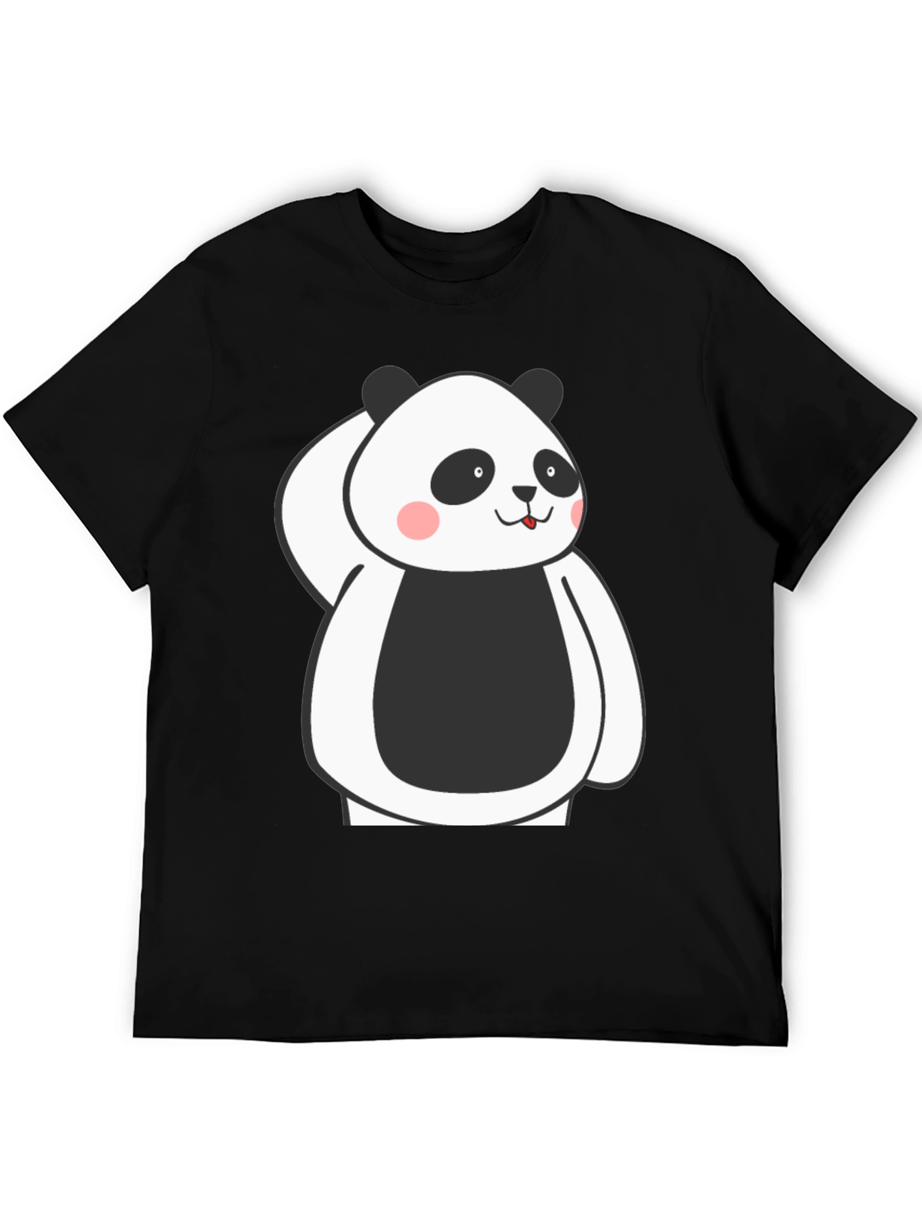 Cute Panda Graphic Black T-Shirt