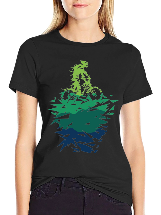 Abstract Mountain Bike Graphic Tee - Black
