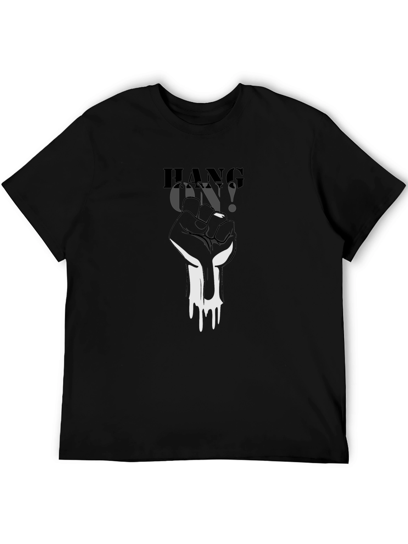 Hang On! Graphic Print Black T-Shirt