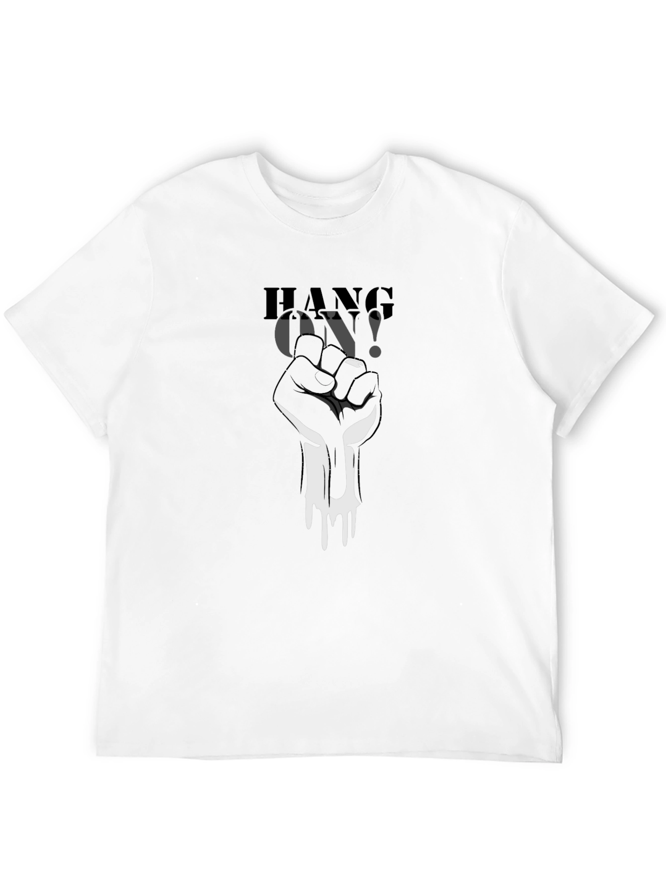 Hang On! Graphic Print Black T-Shirt
