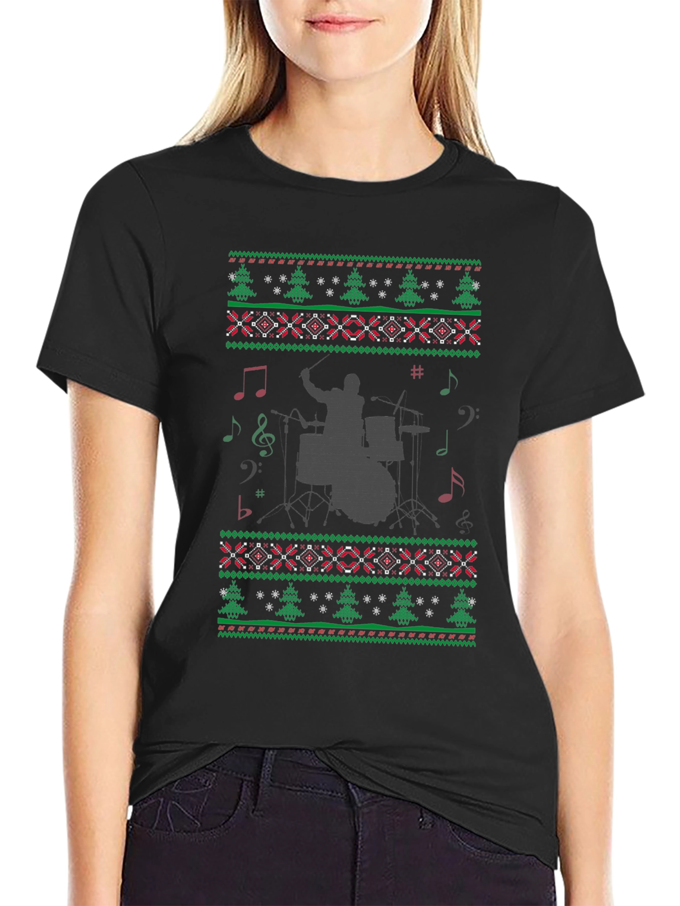Festive Drummer Christmas Sweater T-Shirt