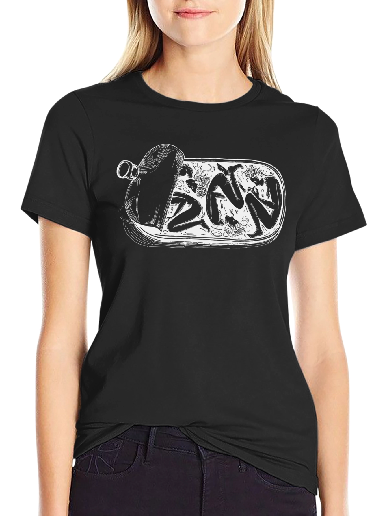 Sardine Can Graphic Tee - Black Cotton