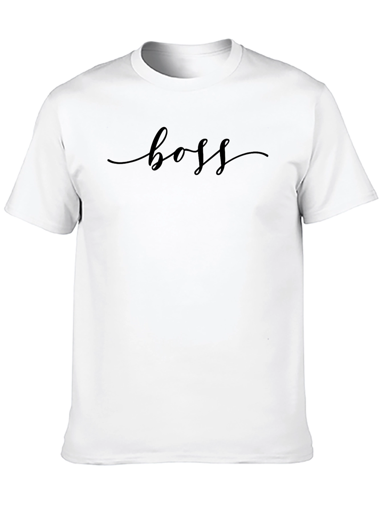 Boss Script T-Shirt - Modern Crew Neck Tee