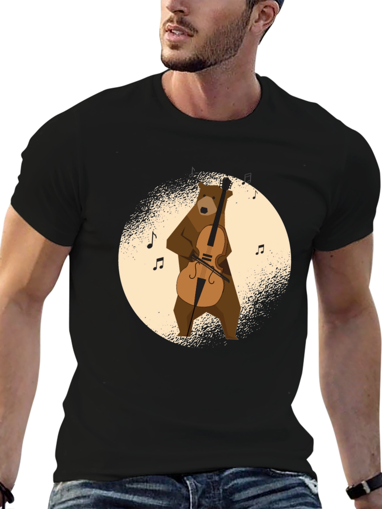 Bear Playing Cello Graphic T-Shirt