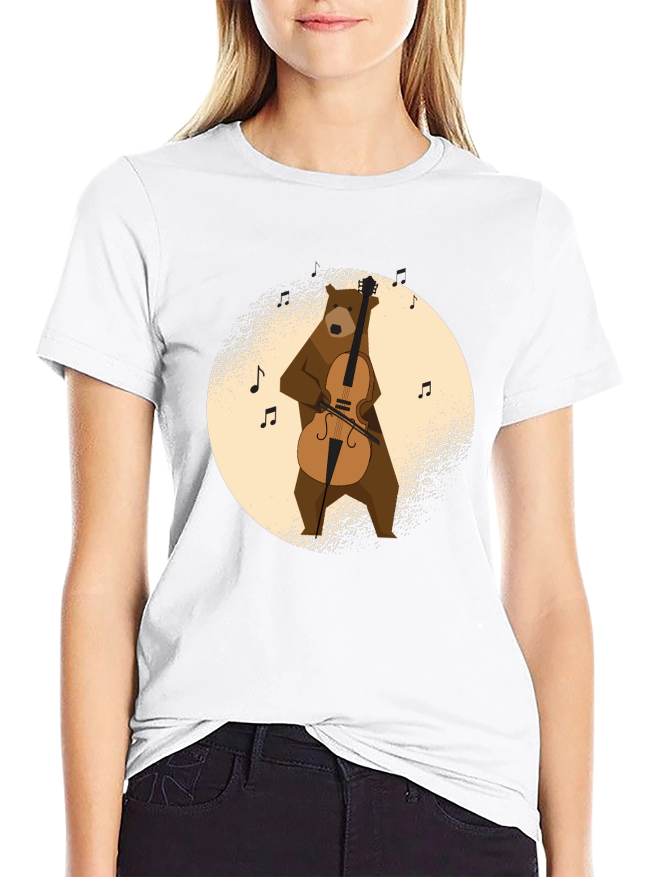 Bear Playing Cello Graphic T-Shirt