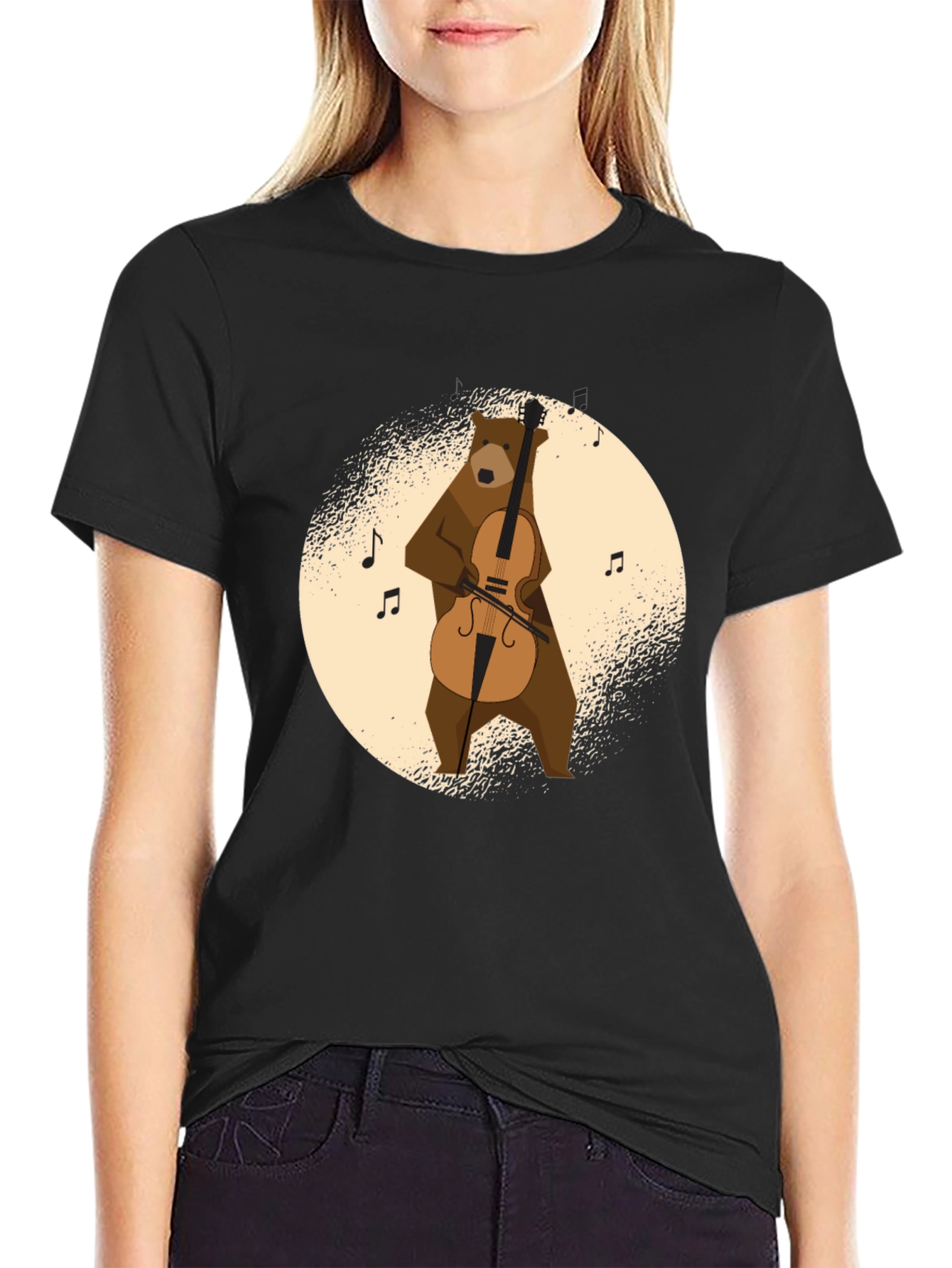 Bear Playing Cello Graphic T-Shirt