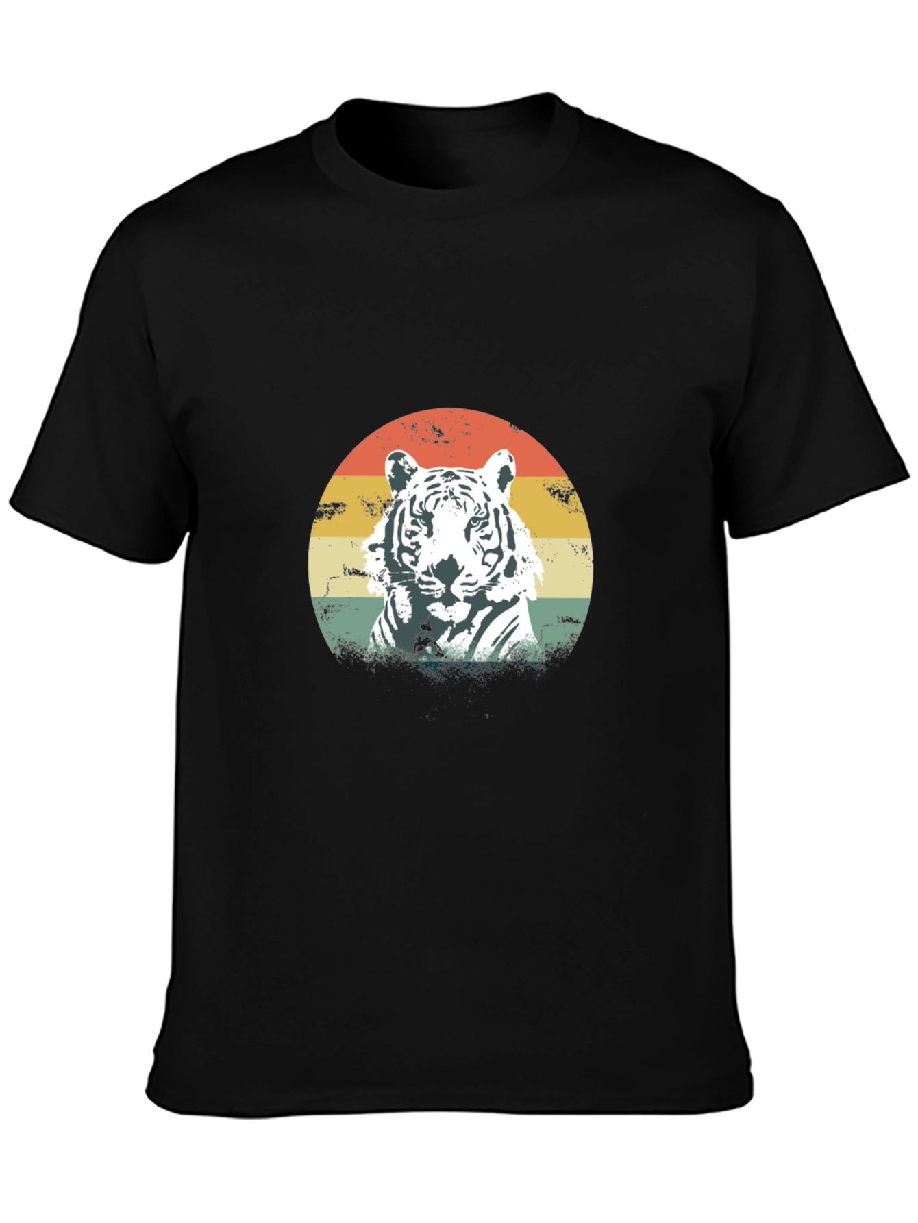 Retro Tiger Graphic Tee - Black Cotton Blend